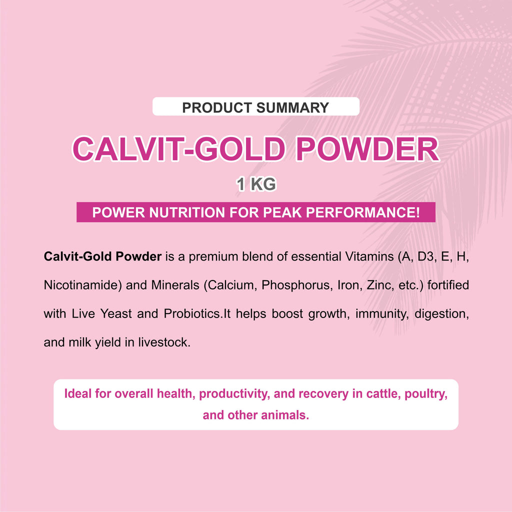 Marc Calvit Gold Powder 1kg – Vitamin, Mineral & Probiotic Tonic for Livestock