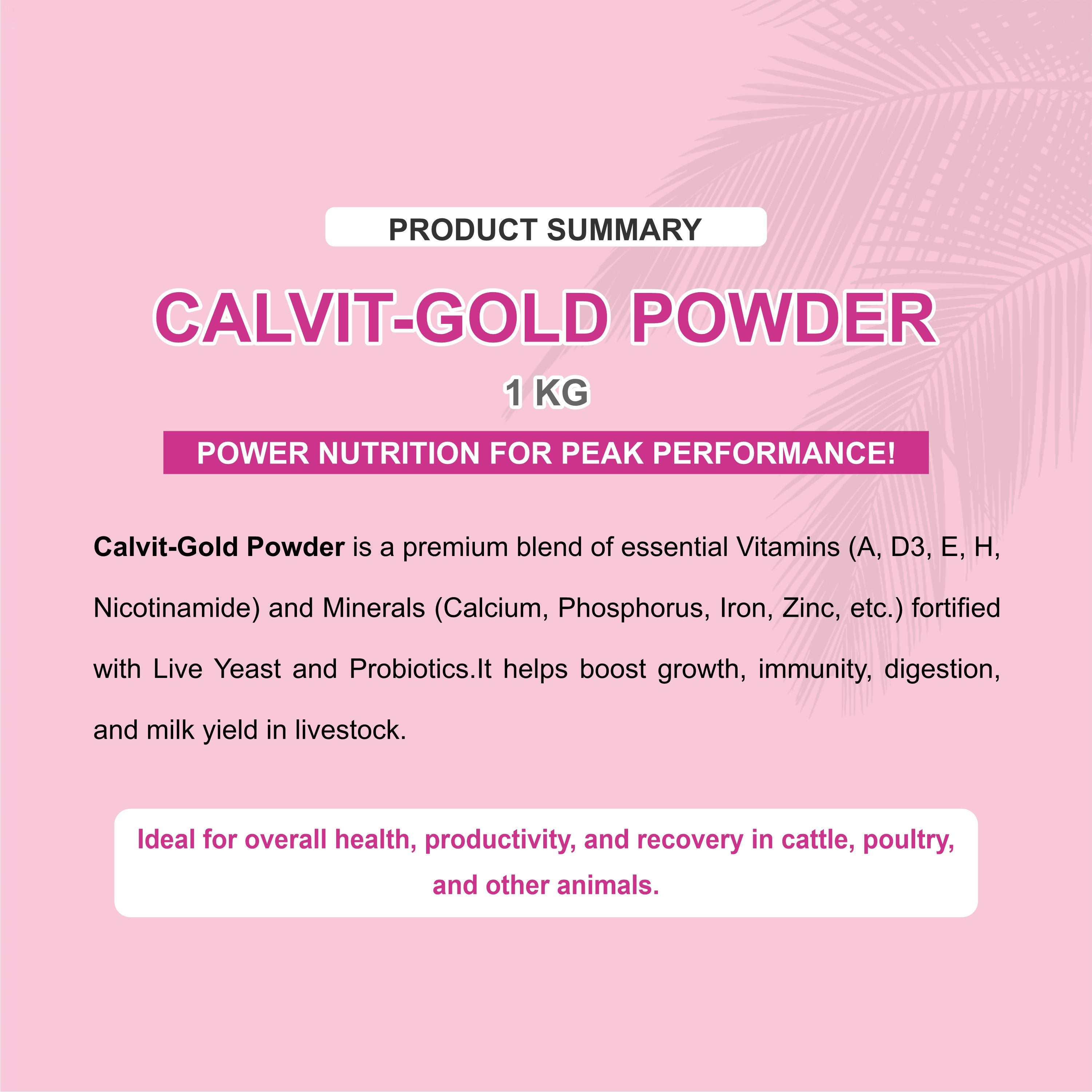 Marc Calvit Gold Powder 1kg – Vitamin, Mineral & Probiotic Tonic for Livestock