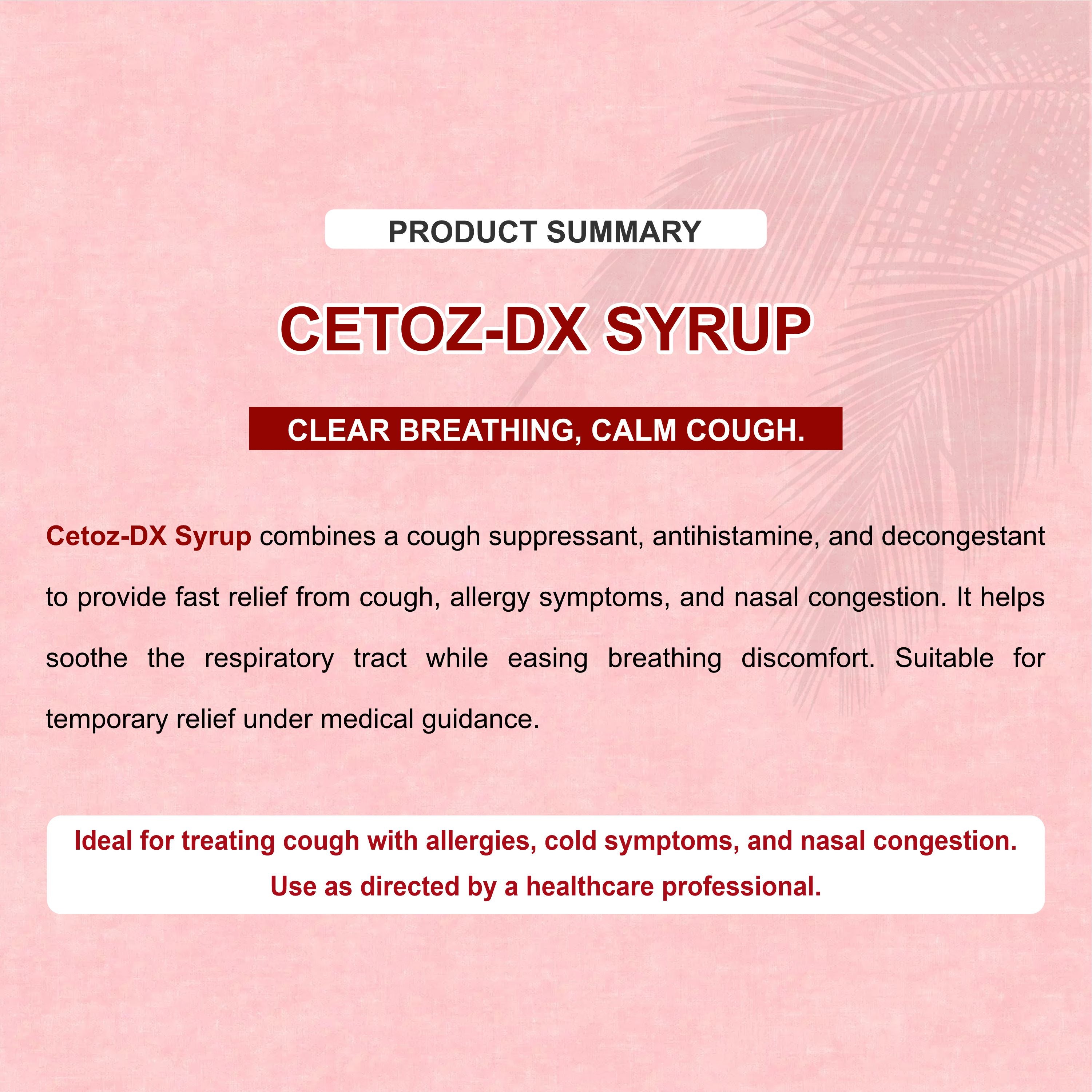 Marc Cetoz DX Syrup – Triple-Action Relief for Dry Cough, Cold & Nasal Congestion
