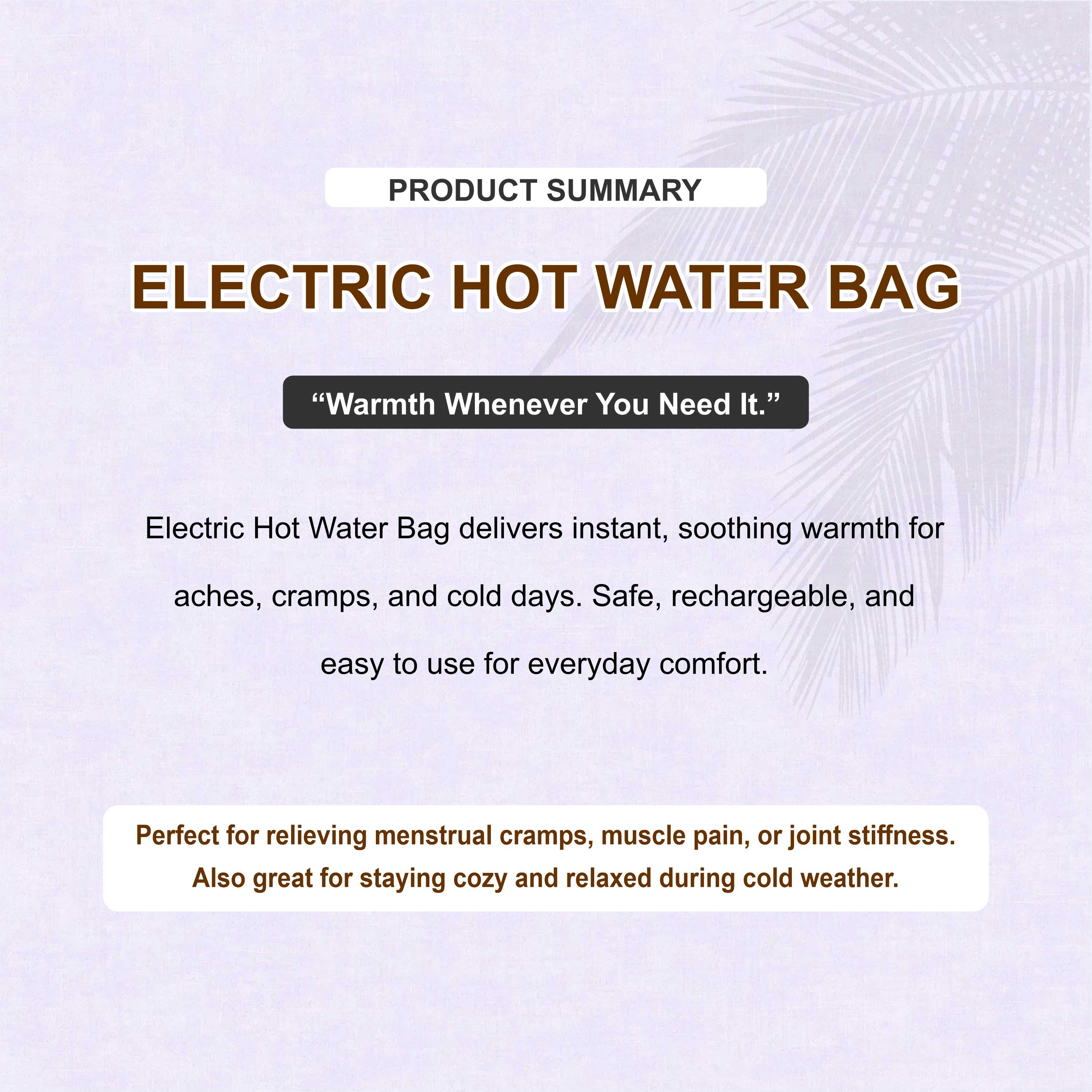 Electric Hot Water Bag – Rechargeable Heat Bag for Pain & Cold Weather Relief