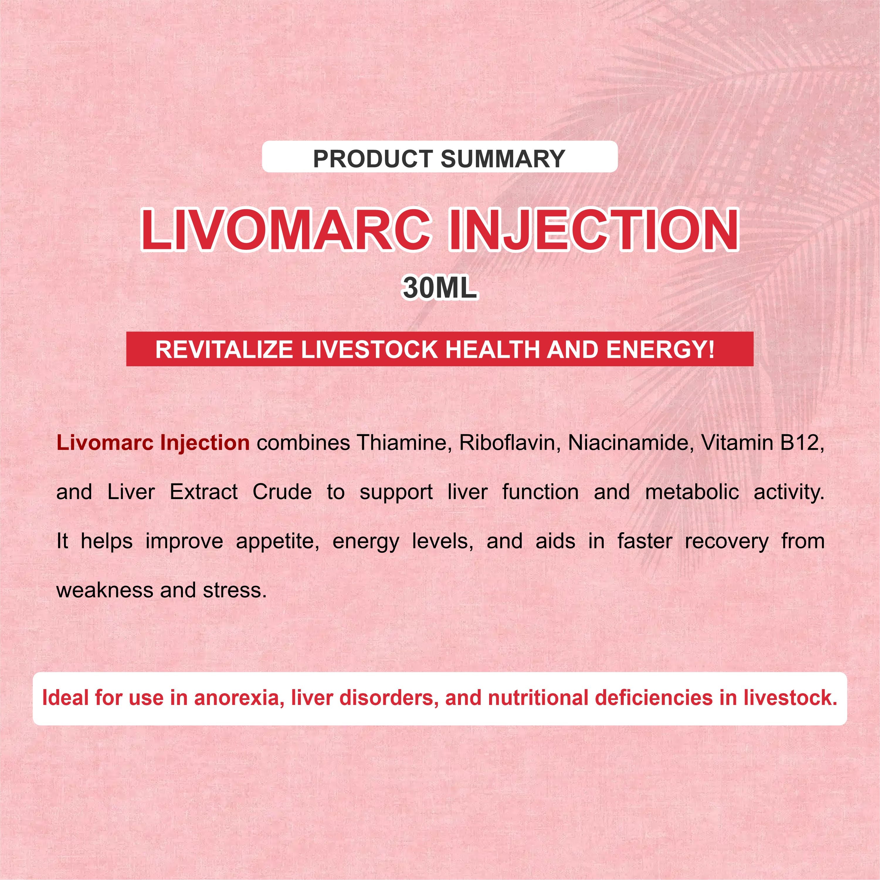 Livomarc Injection 30ml – Complete Liver Tonic & Vitality Booster for Livestock (Pack of 5)