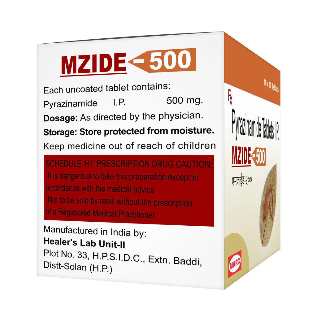 Mzide-500- Pyrazinamide 500mg Tablets: Antibiotic Used in the Treatment of Tuberculosis (TB)