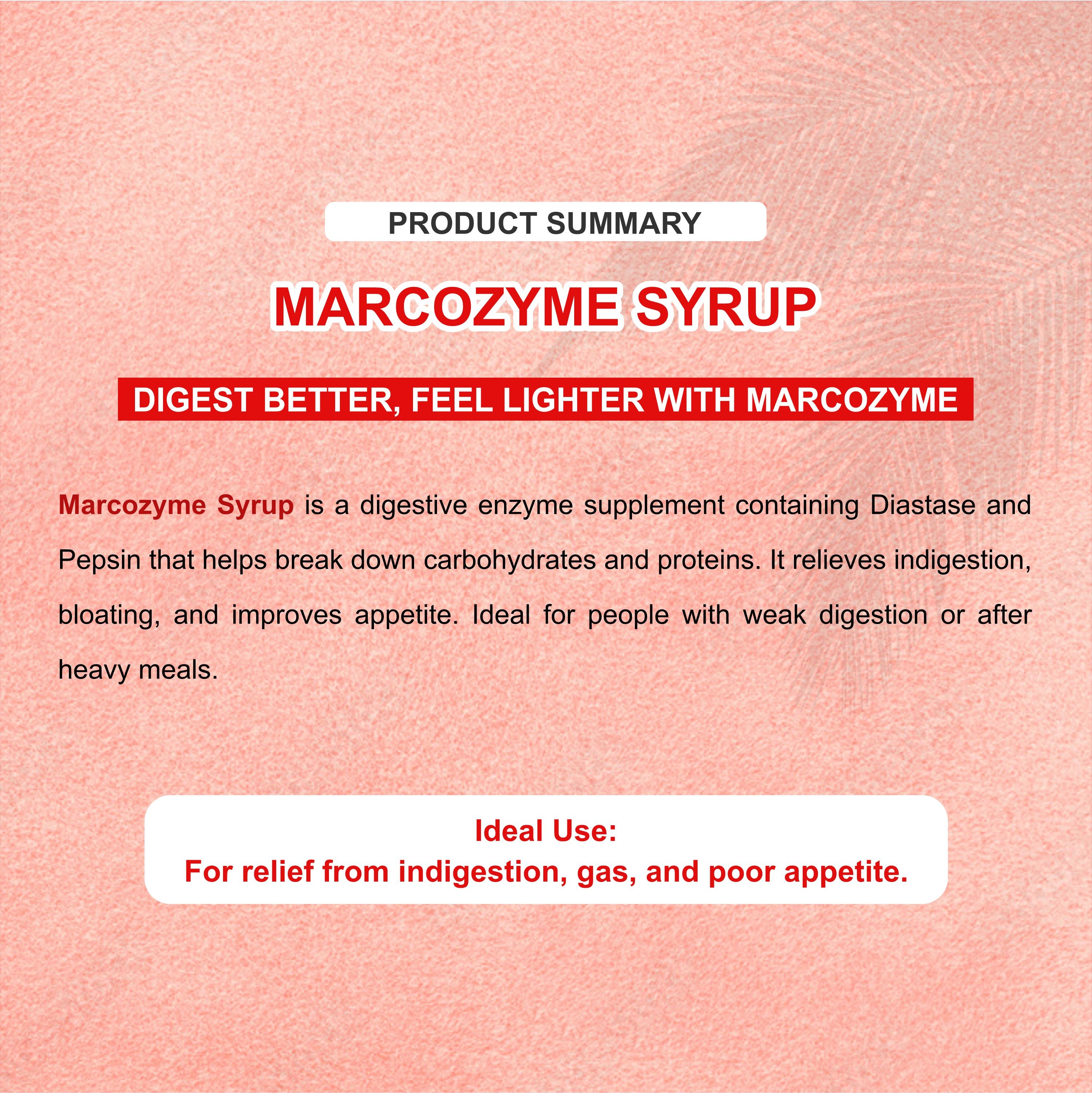 Marcozyme Digestive Enzyme Syrup 200ml – Indigestion, Gas & Stomach Pain Relief