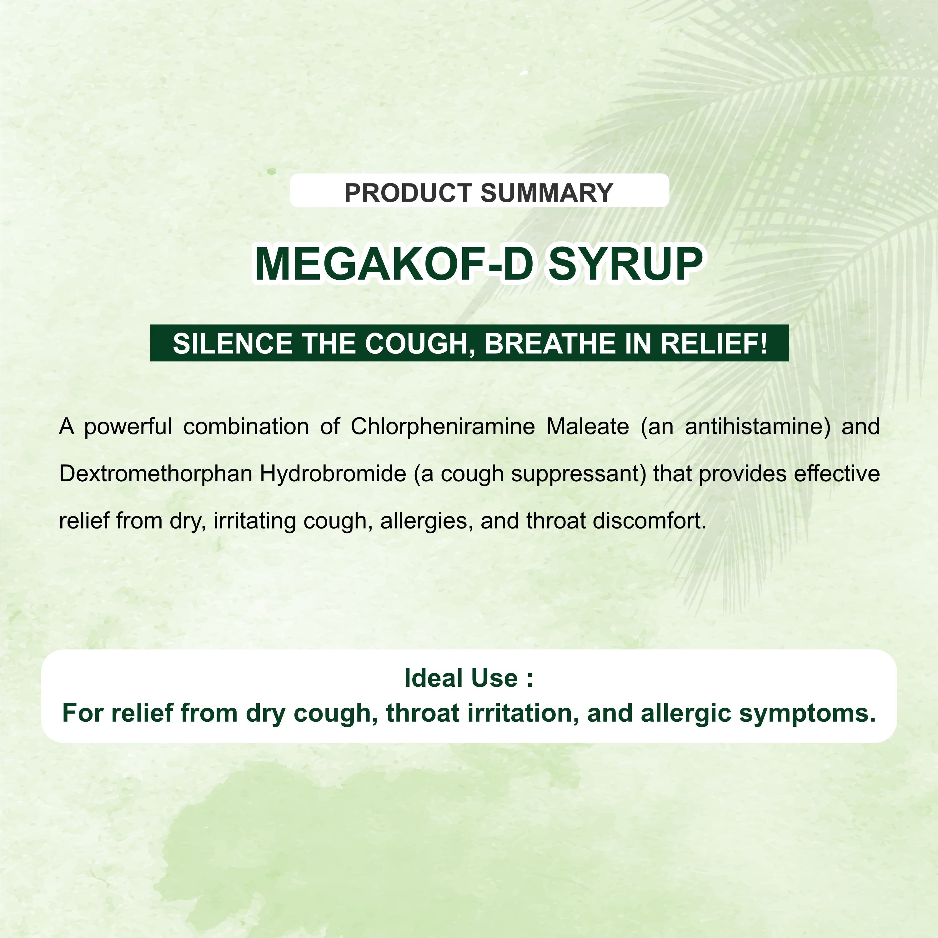 Megakof-D Dry Cough & Allergy Relief Syrup – Cold, Runny Nose & Throat Irritation