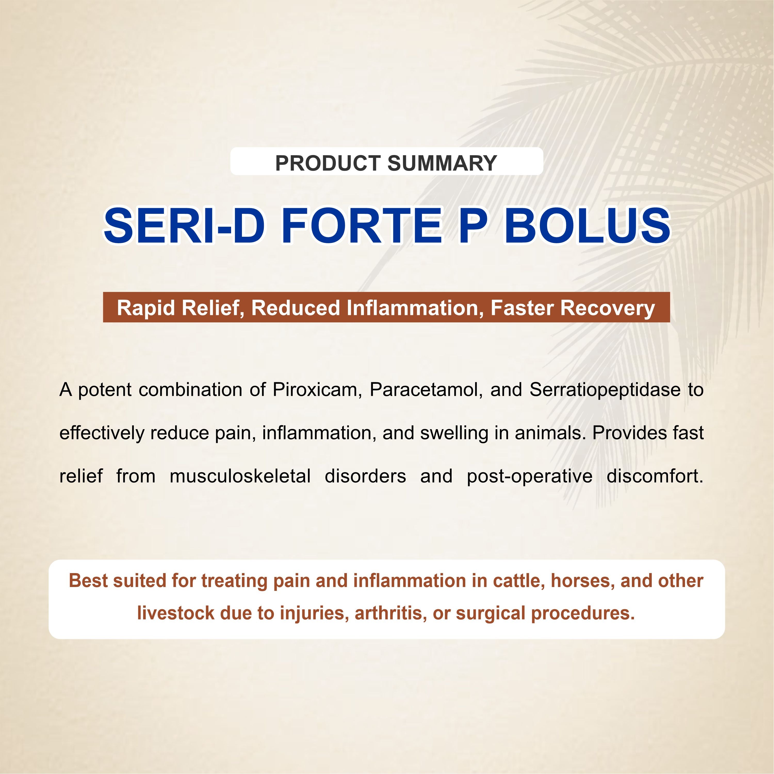 Seri D Forte P Bolus (5x4) – Triple Action Pain, Fever & Inflammation Relief for Livestock