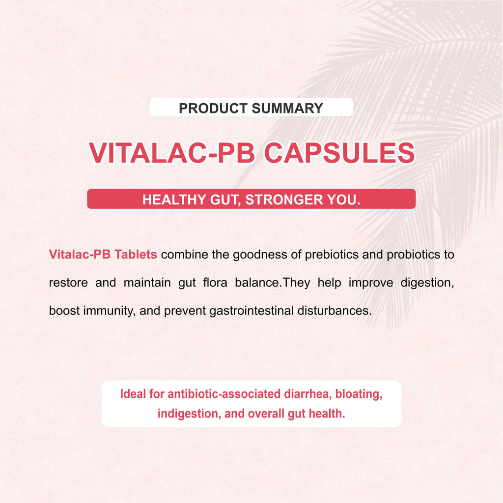 Vitalac PB Probiotic & Prebiotic Tablet – Gut Health, Digestion & Immunity Support