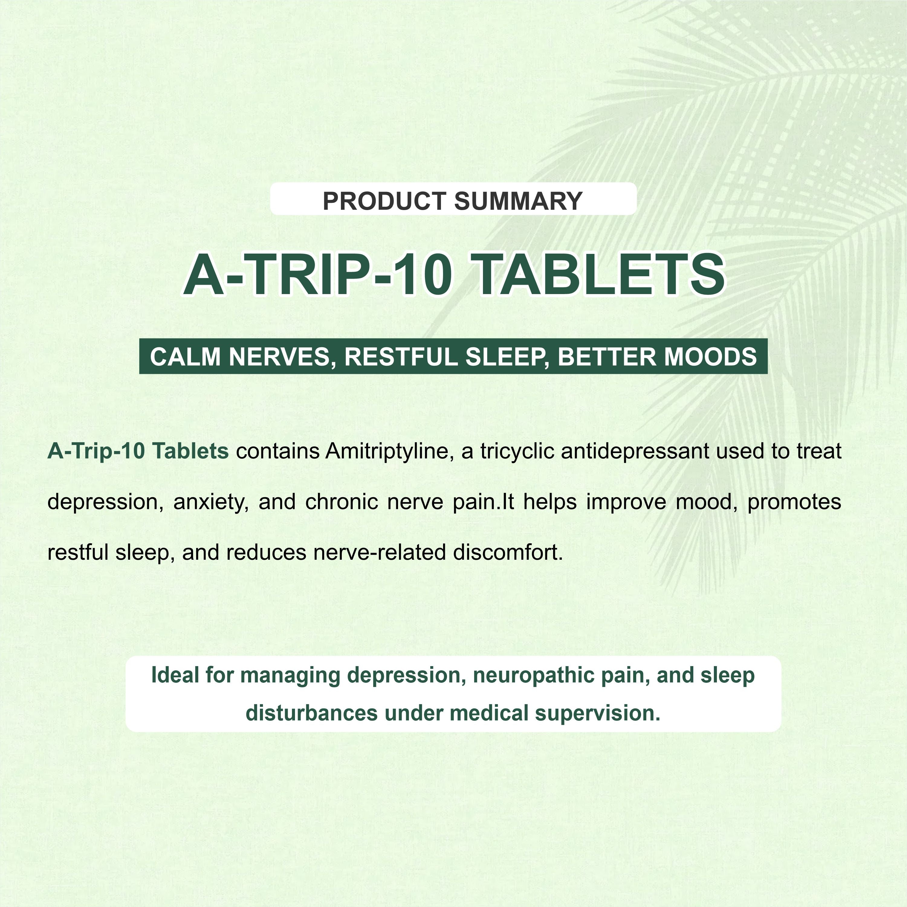 A-Trip 25 Amitriptyline 25mg Tablet – Depression, Chronic Nerve Pain & Sleep Disorder