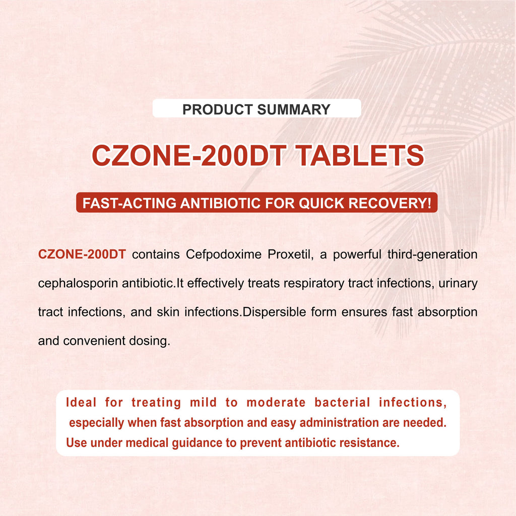 C Zone 200 DT Tablets – Fast-Acting Antibiotic for Bacterial Infections(1Box)