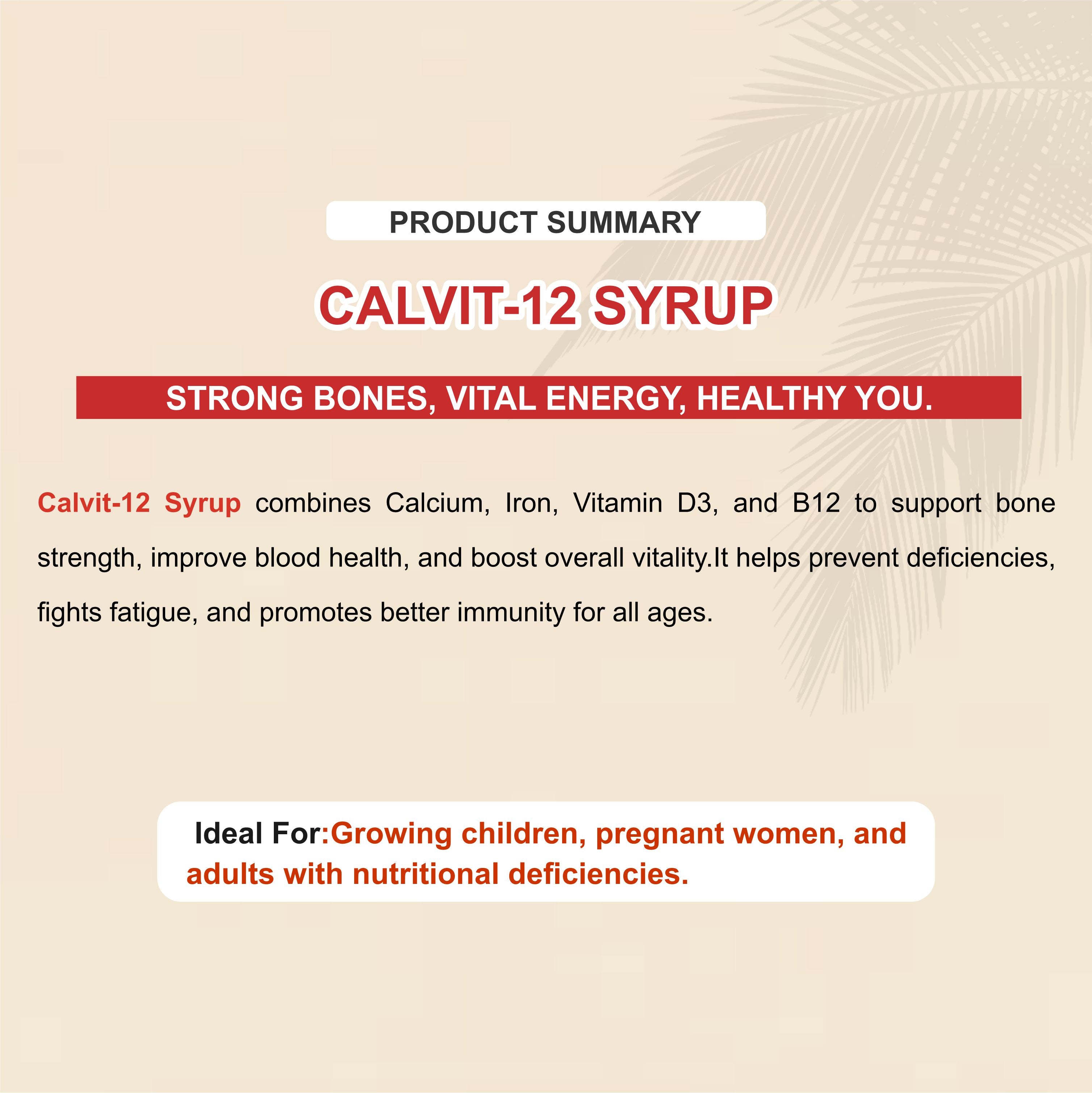 Calvit 12 Syrup 200ml – Boosting Immunity with a Powerful Blend of Essential Nutrients(Pack of 4)