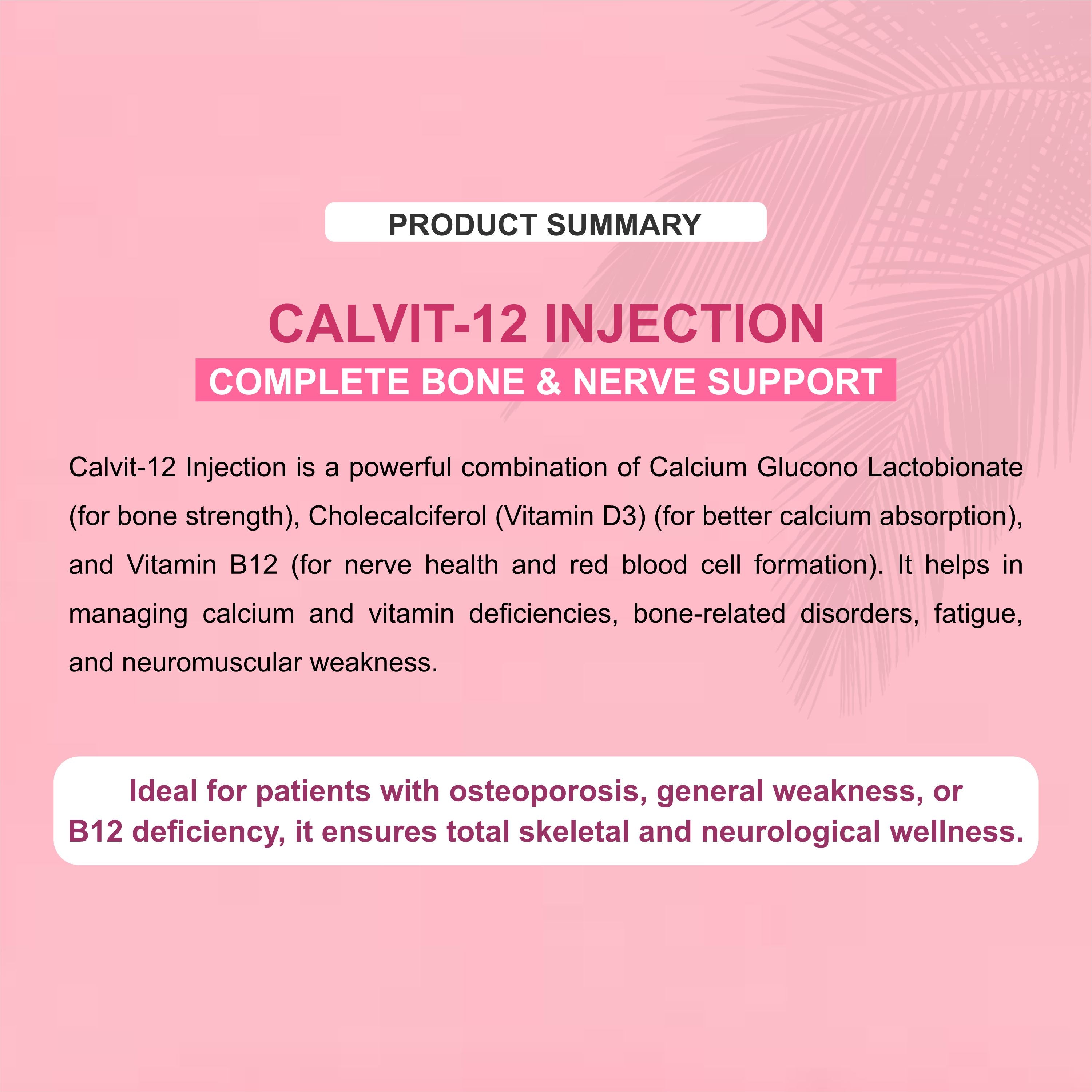 Calvit 12 Injection 15ml – Advanced Nutritional Support for Bone Health, Immunity & Energy (Pack of 6)