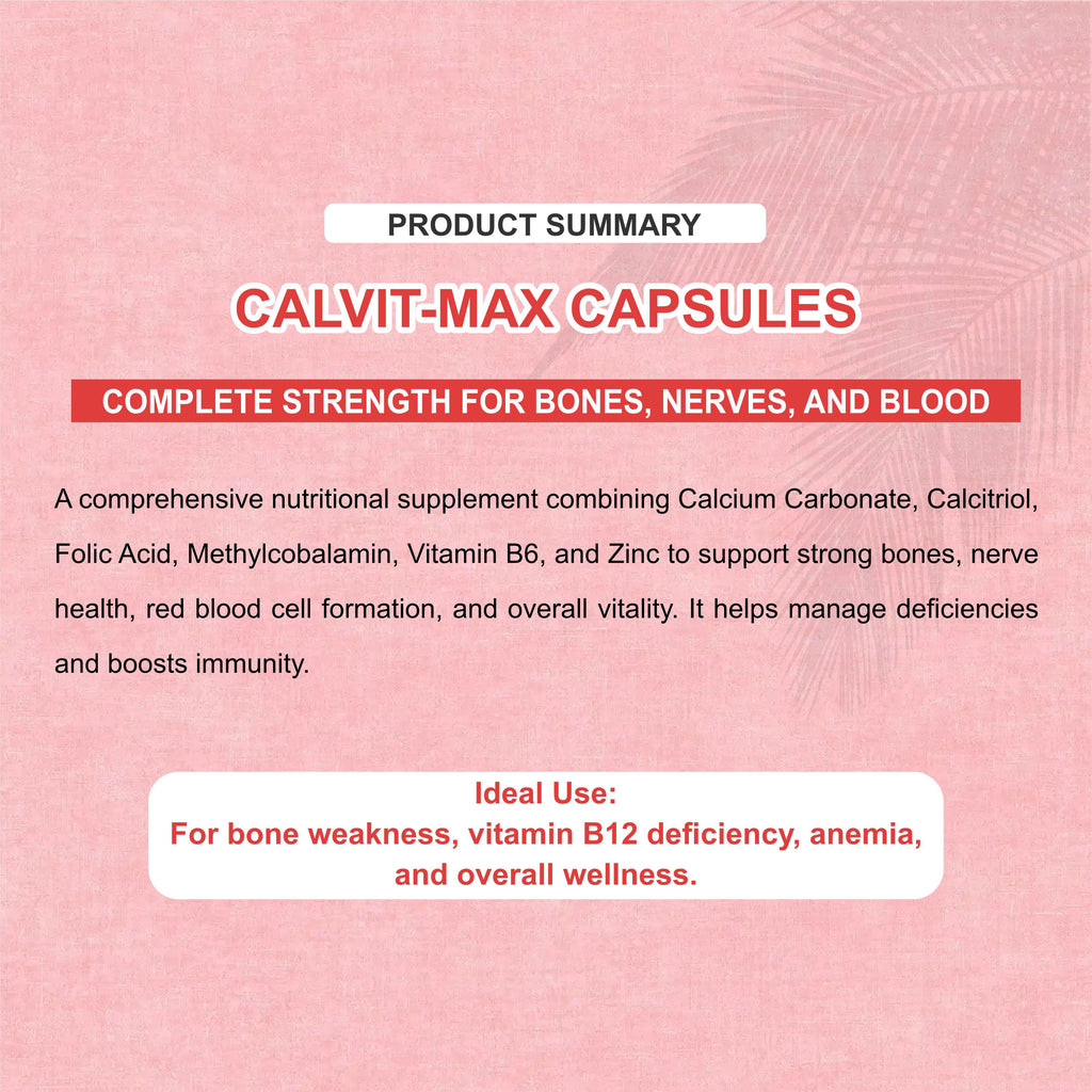 Calvit Max Tablet – Complete Bone, Nerve & Immunity Support Formula(1 Box)