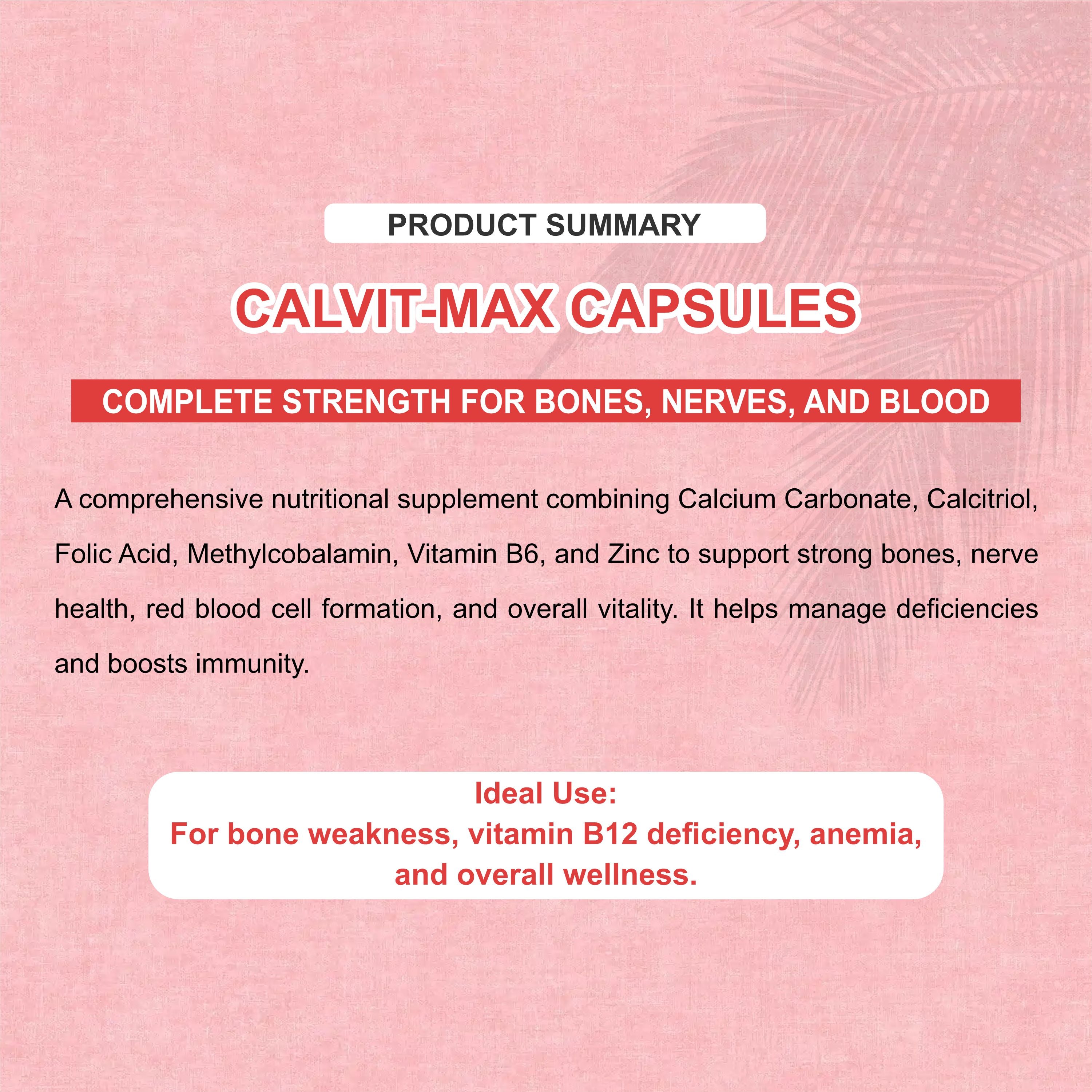 Calvit Max Tablet – Complete Bone, Nerve & Immunity Support Formula(1 Box)