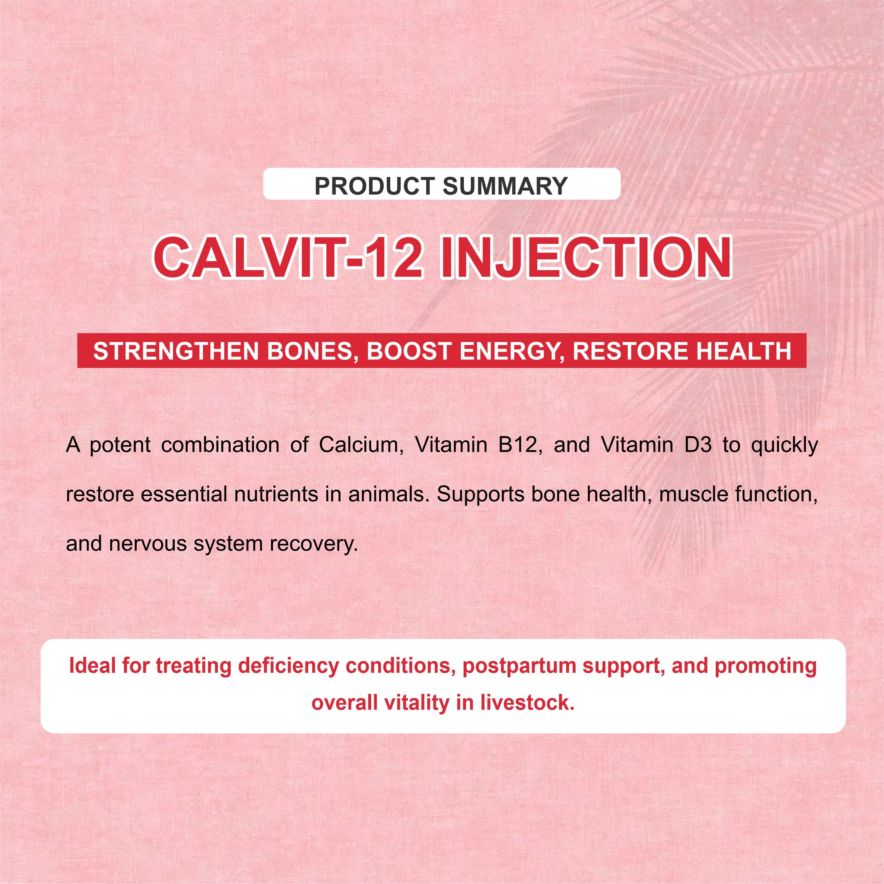 Marc Calvit 12 Injection 100ml – Calcium, Vitamin D3 & B12 Support for Livestock Health