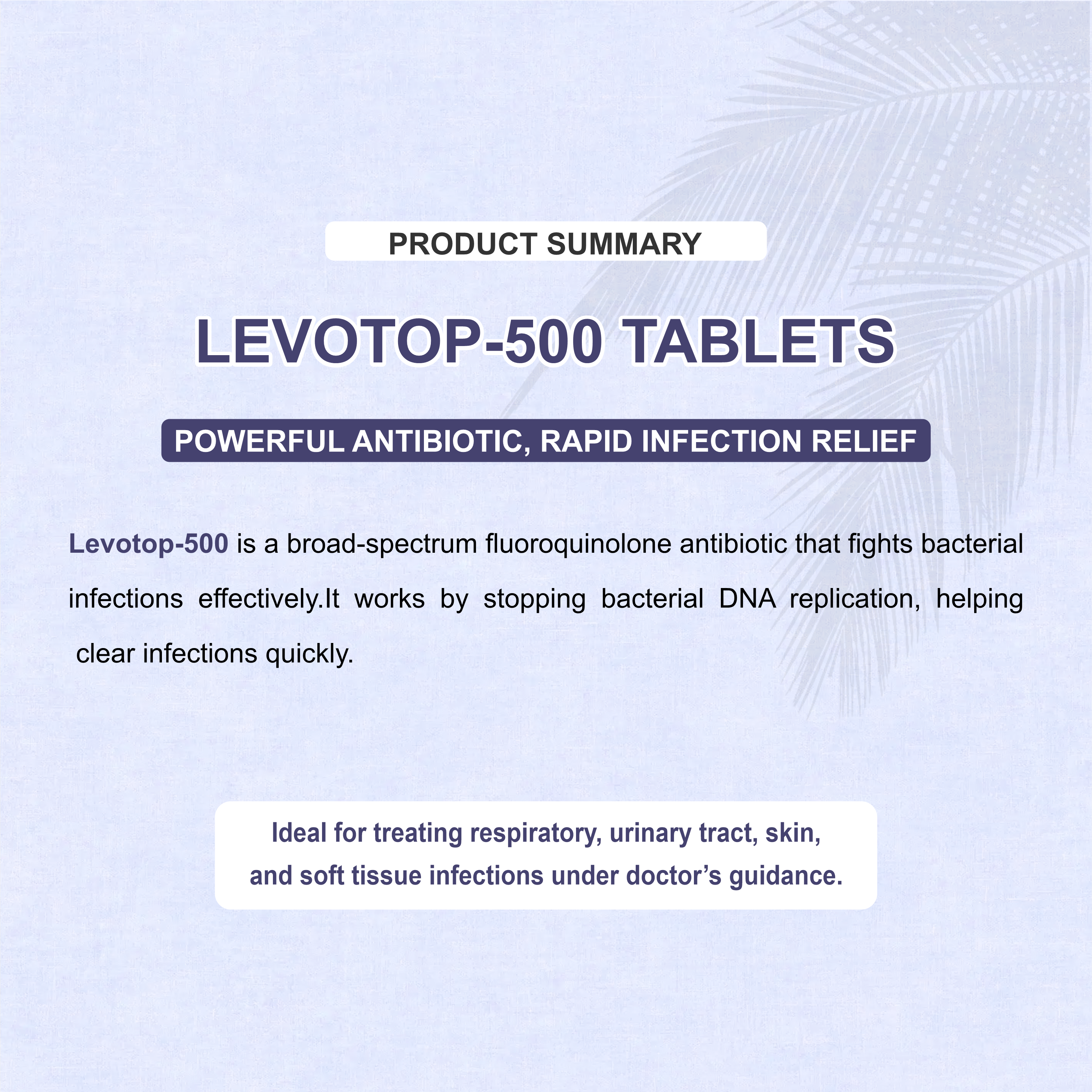 Levotop-500 Levofloxacin Tablet – Respiratory, UTI & Skin Bacterial Infection Treatment