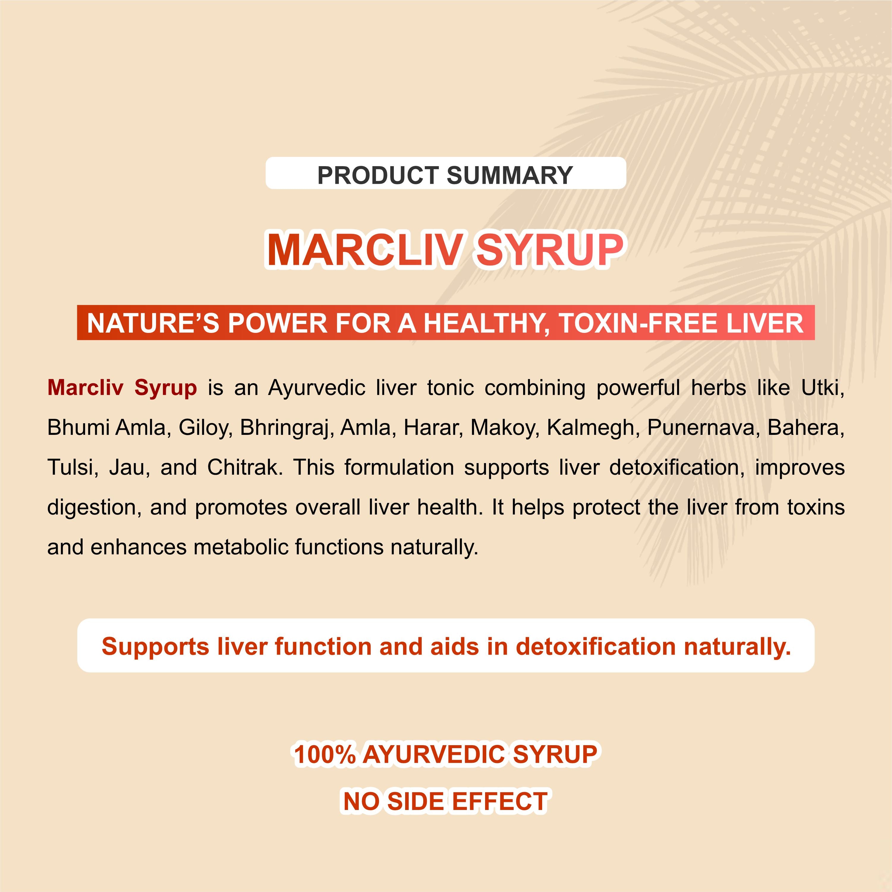 MarcLiv Syrup 100 ml – Ayurvedic Liver Tonic for Detoxification, Digestion & Healthy Liver Function (Pack of 2)
