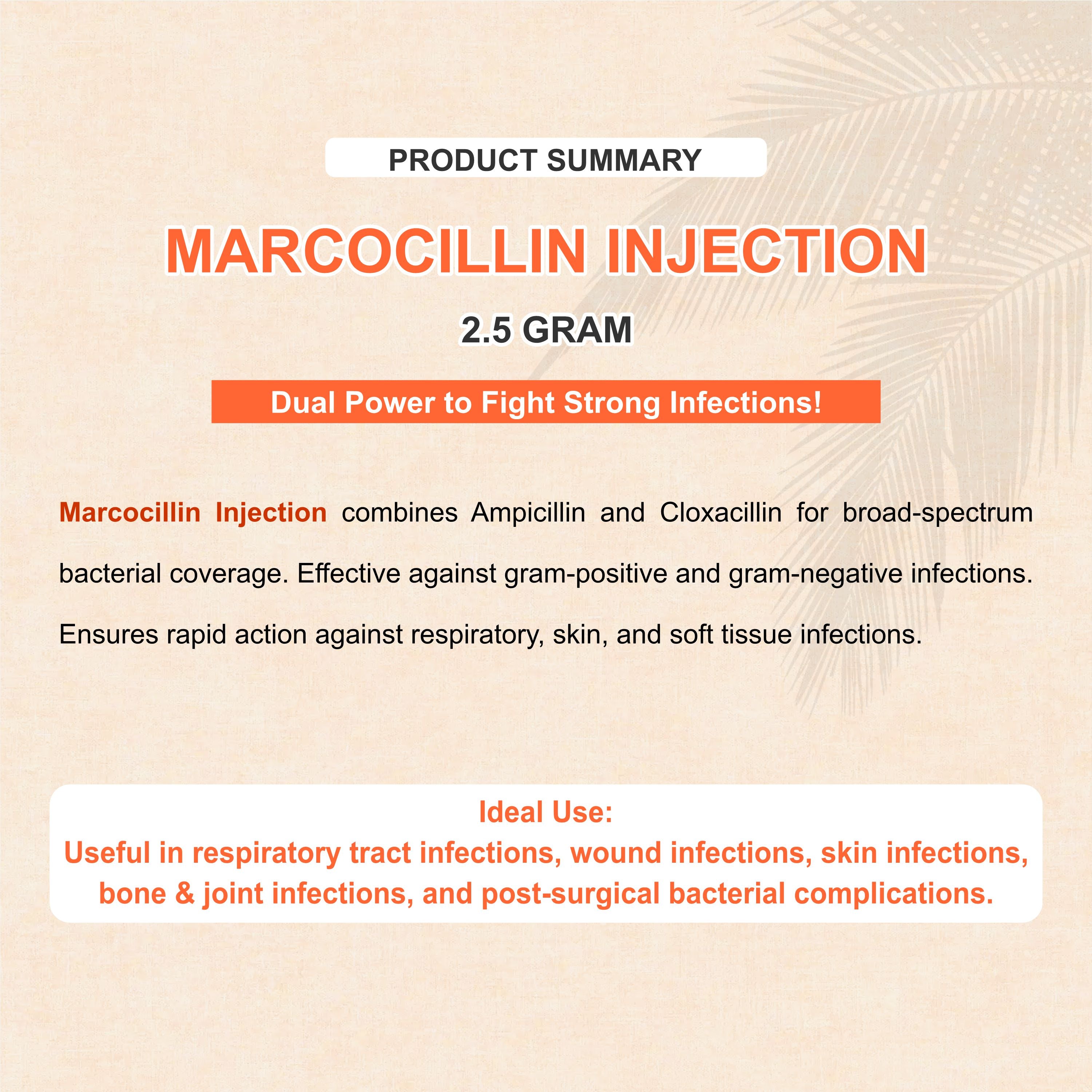 Marcocillin Injection 2.5gm Broad-Spectrum Veterinary Antibiotic with Ampicillin for Livestock & Pets (Pack of 3)
