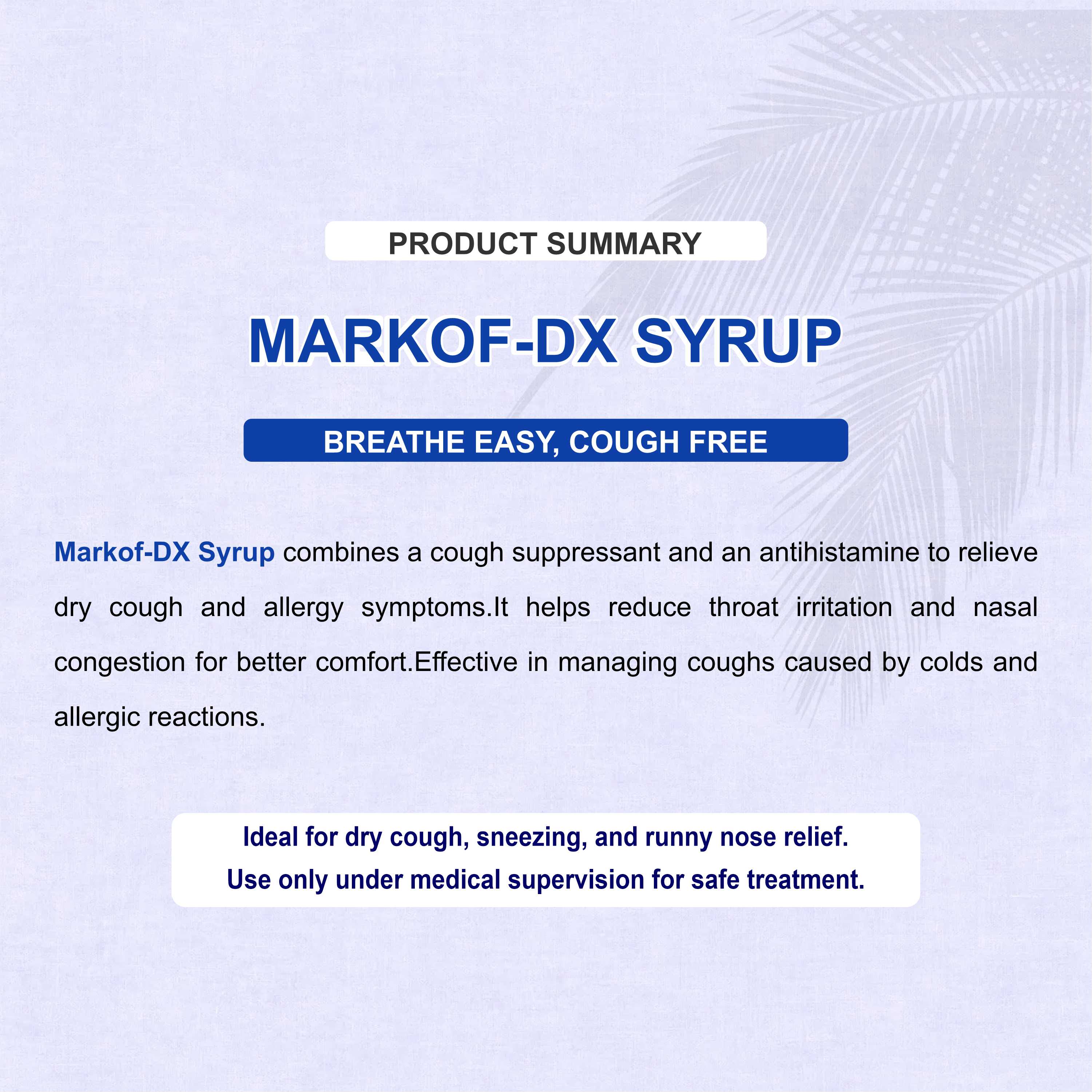 Marc Markof DX Syrup 100ml – Dual-Action Relief for Dry & Allergic Cough | Pack of 2