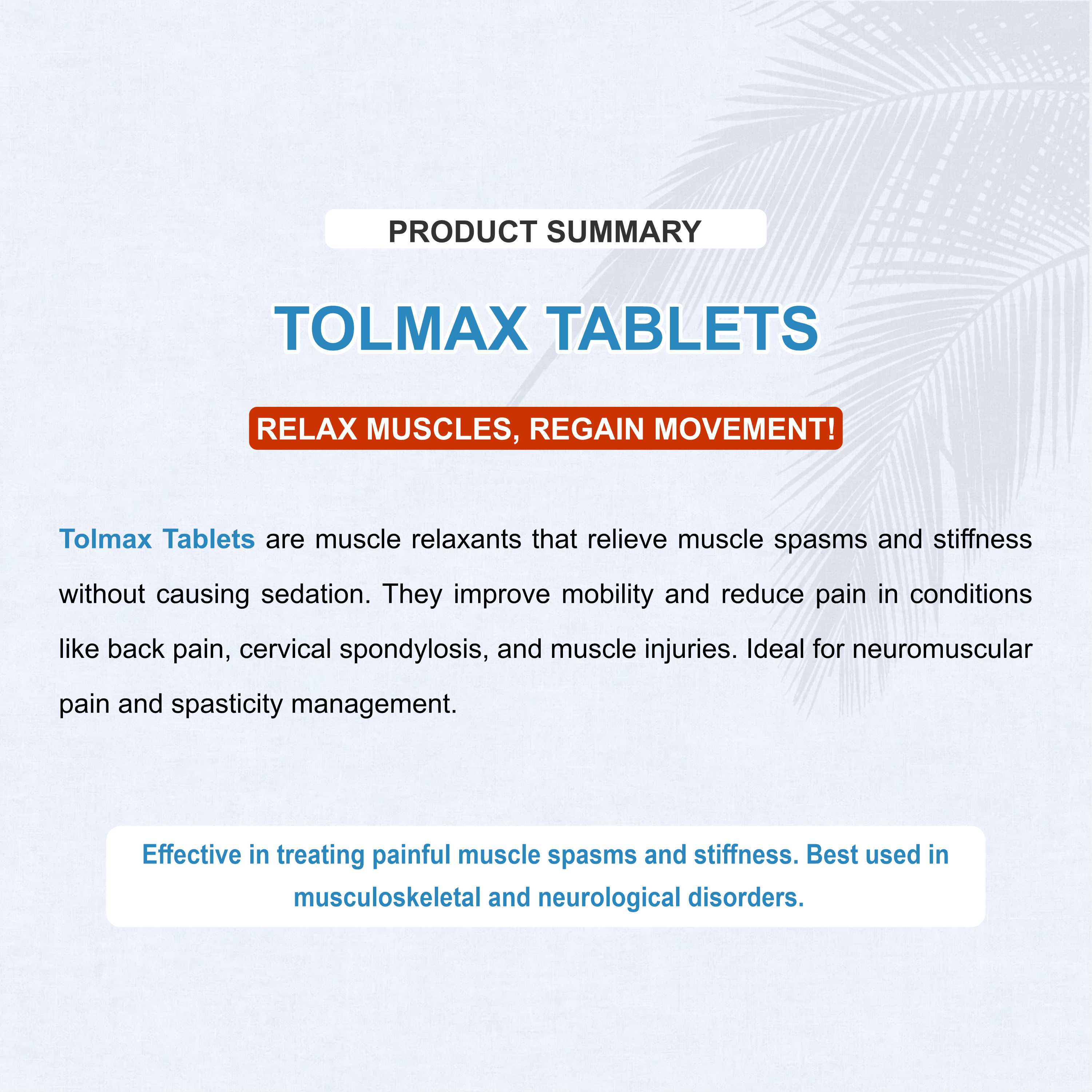 Tolmax Tablets – Fast & Reliable Muscle Relaxation