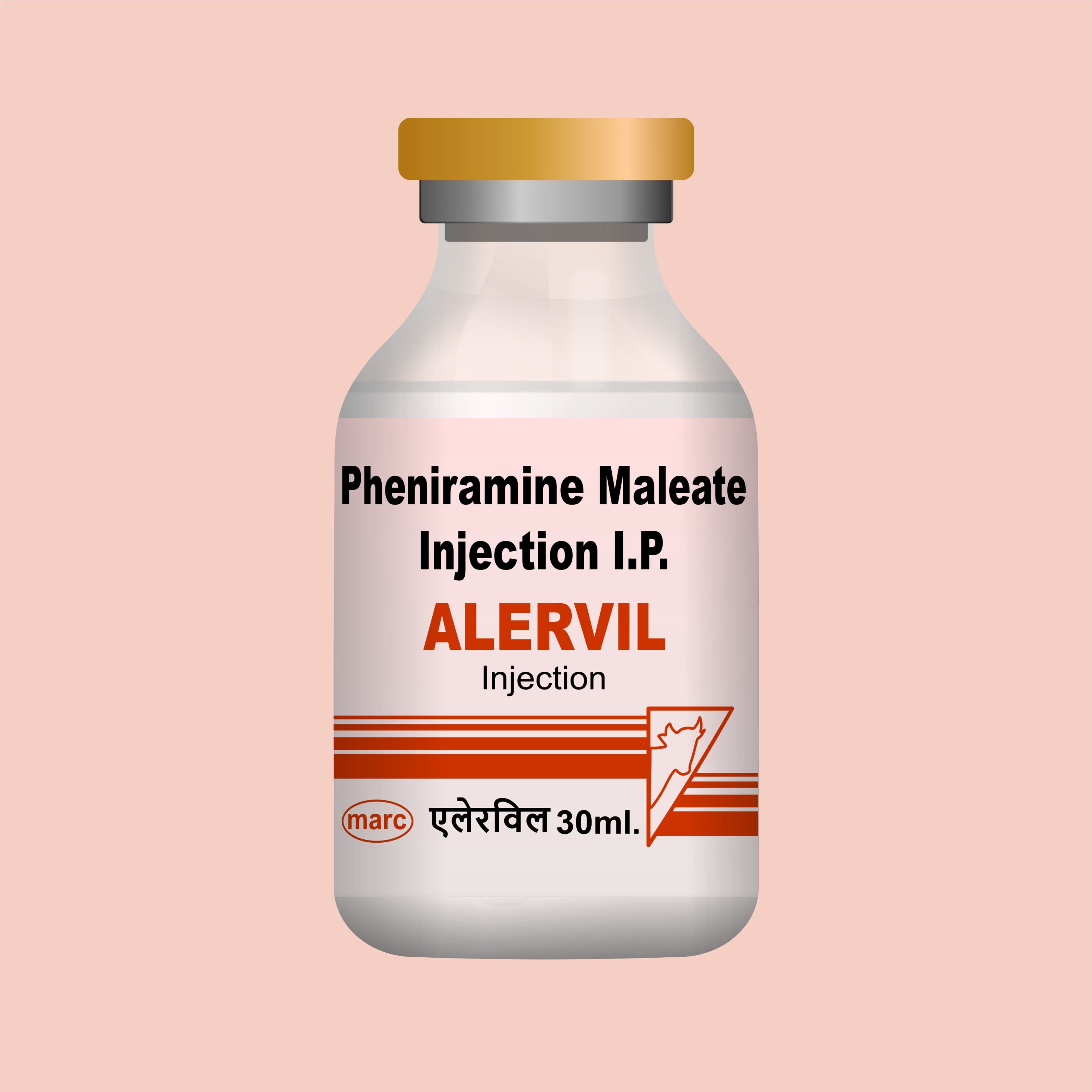 Marc Alervil Injection 30ml (64Unit) – Fast-Acting Veterinary Antiallergic & Antihistamine Solution for Livestock & Pets