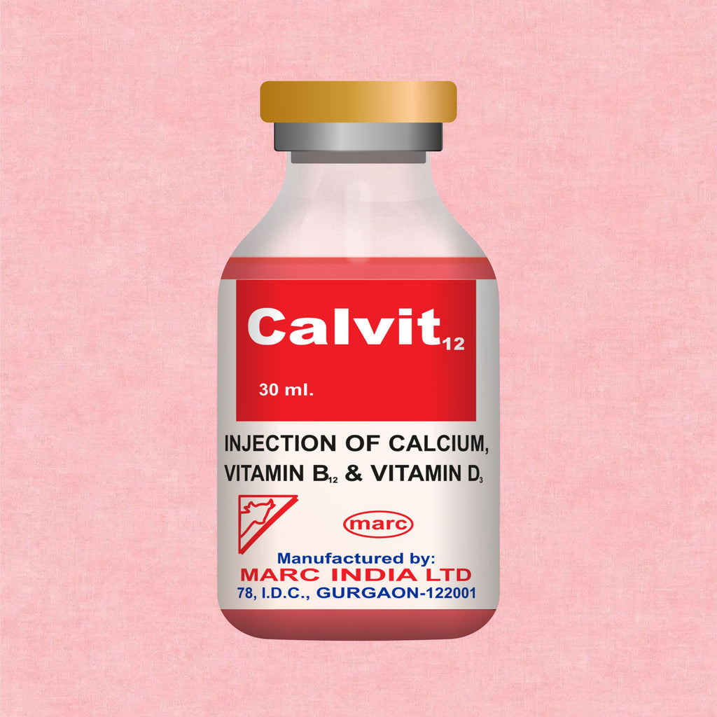 Marc Calvit 12 Injection 30ml – Calcium, Vitamin D3 & B12 Support for Livestock Health (Pack of 3)