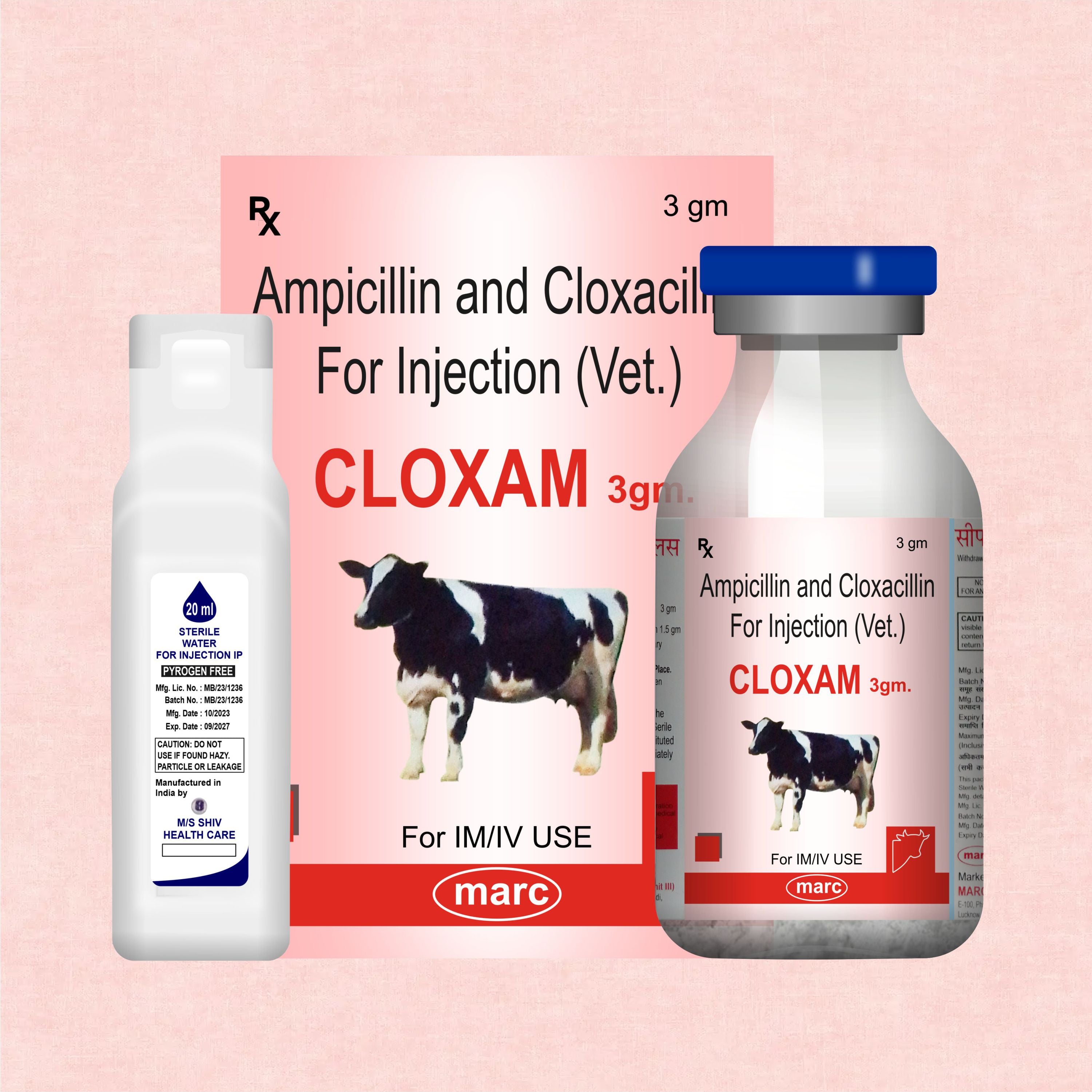 Cloxam Injection 3Gm – Fast-Acting Injectable Antibiotic for Livestock Health (Pack of 3)