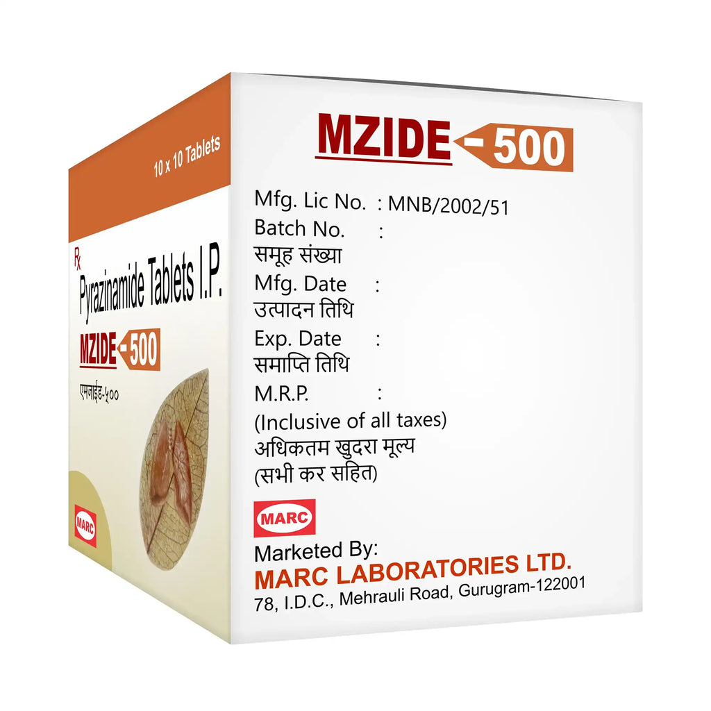 Mzide-500- Pyrazinamide 500mg Tablets: Antibiotic Used in the Treatment of Tuberculosis (TB)
