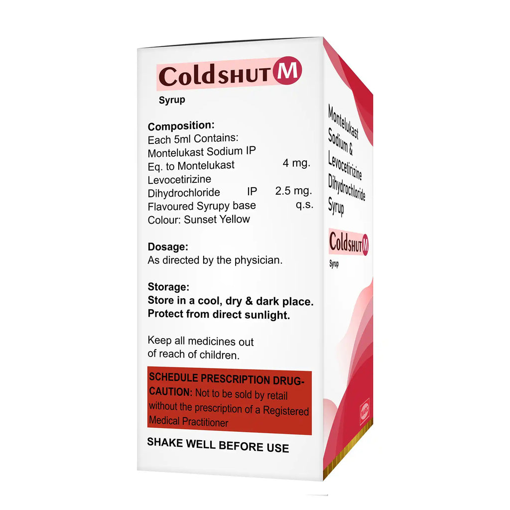 Coldshut-M Syrup – Paracetamol, Phenylephrine & Chlorphenamine Syrup for Cold & Fever in Children