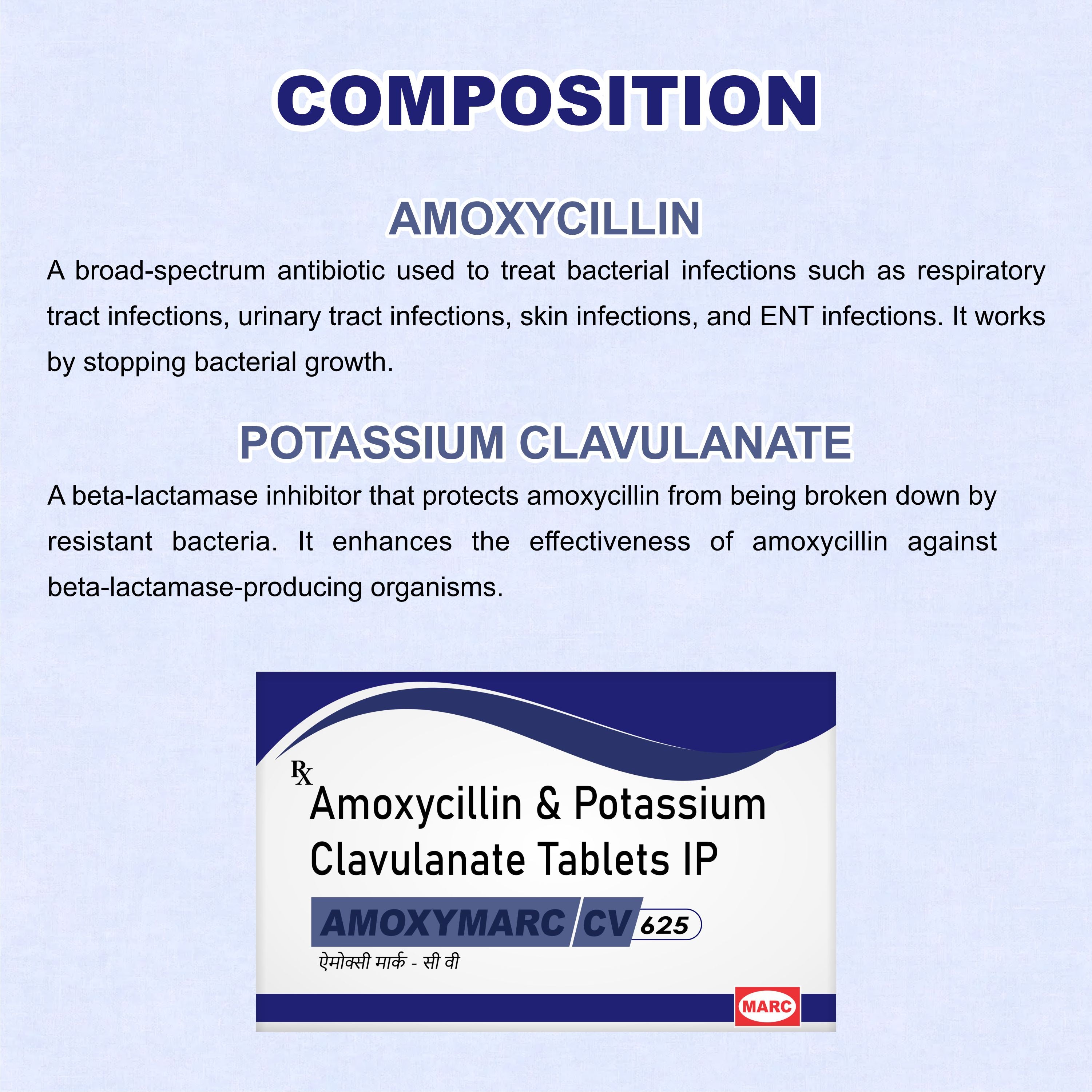 Amoxymarc CV Tablet – Powerful Antibiotic Combination for Faster Infection Relief(1Box)