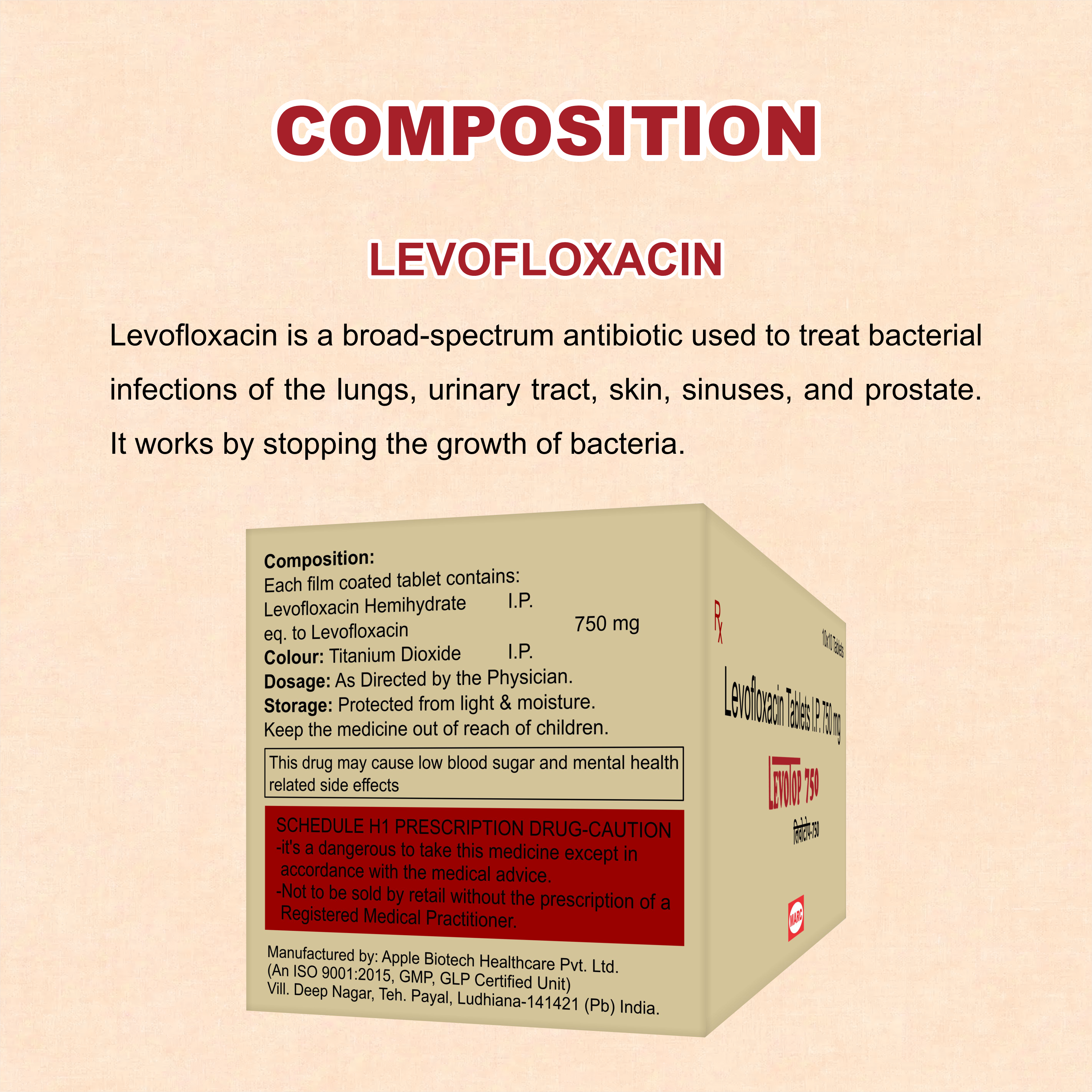 Levotop-750 Levofloxacin 750mg Tablet – Severe Respiratory & Urinary Bacterial Infection