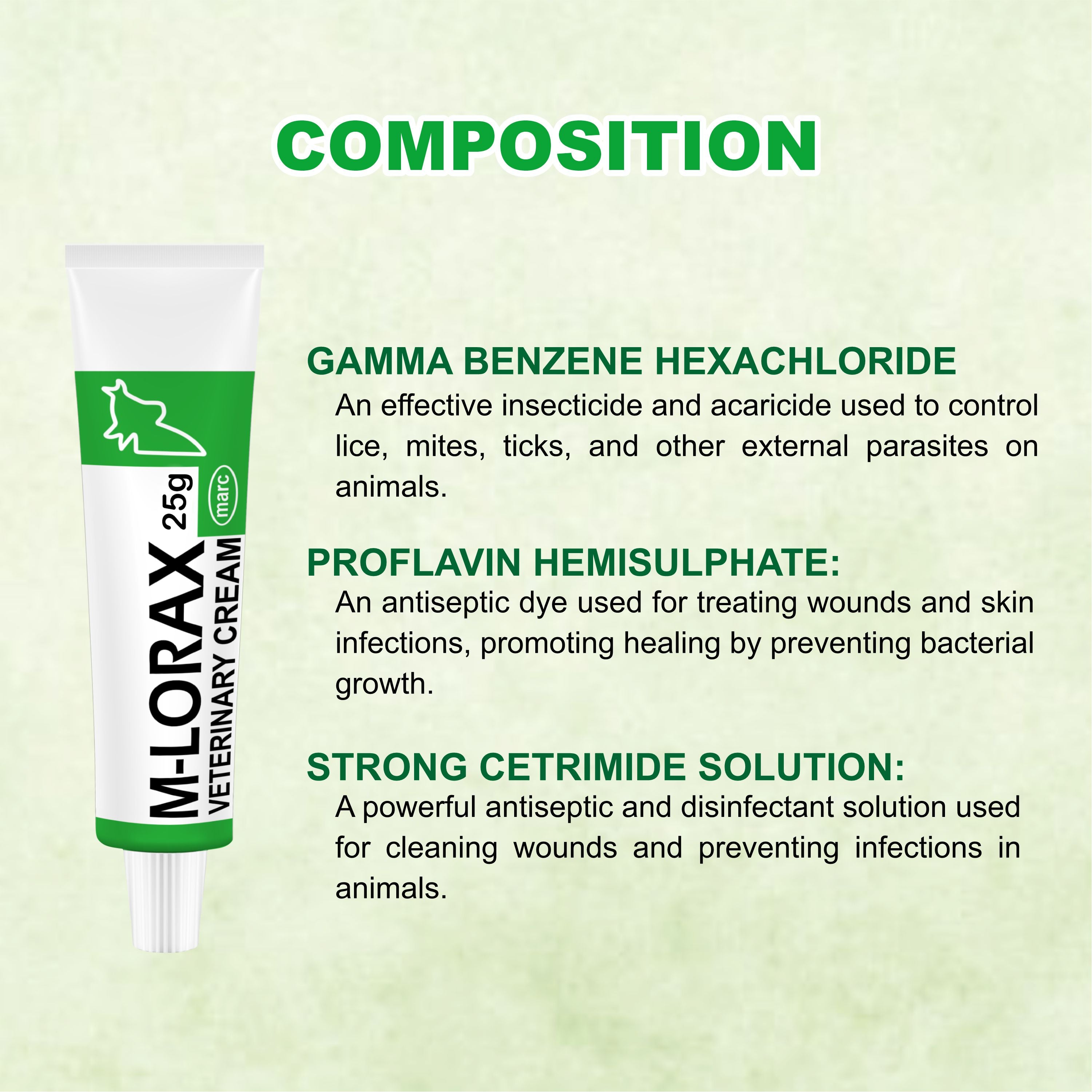 M Lorex Cream 25g – Triple-Action Antiparasitic, Antibacterial & Antiseptic Cream (Pack of 5)