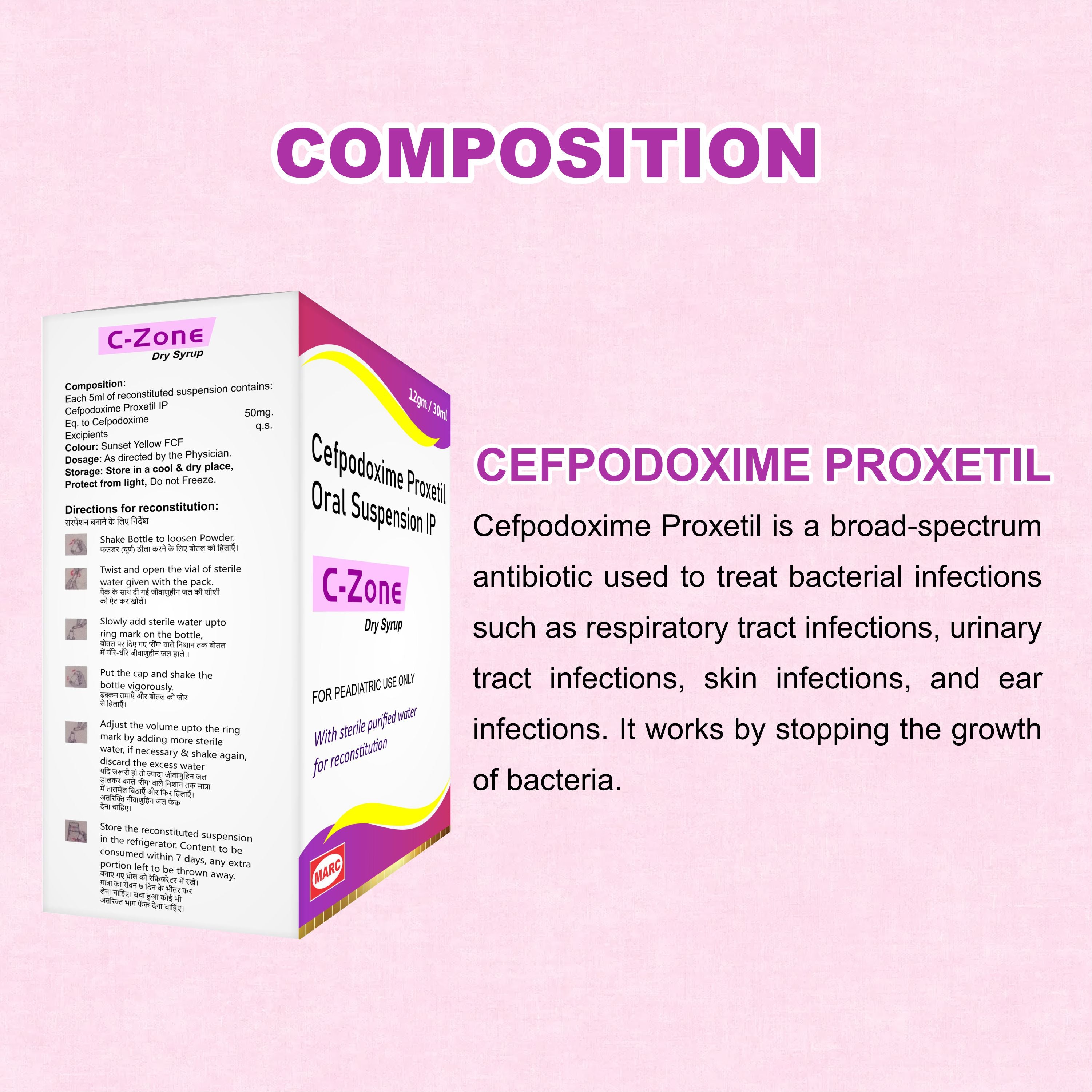 C Zone Dry Syrup – Gentle Pediatric Antibiotic for Kids’ Bacterial Infections (Pack of 6)