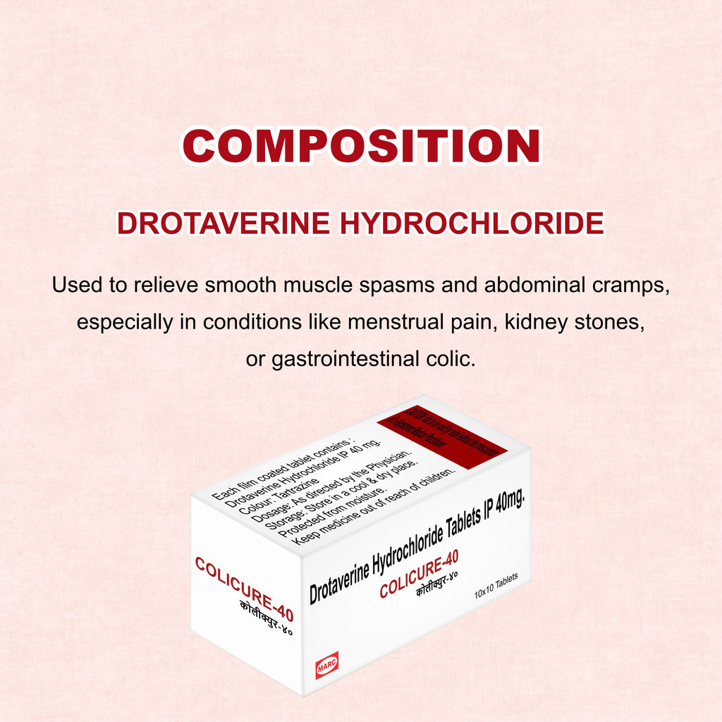 Colicure 40 Tablets – Fast-Acting Relief from Abdominal Pain, Cramps & Spasms