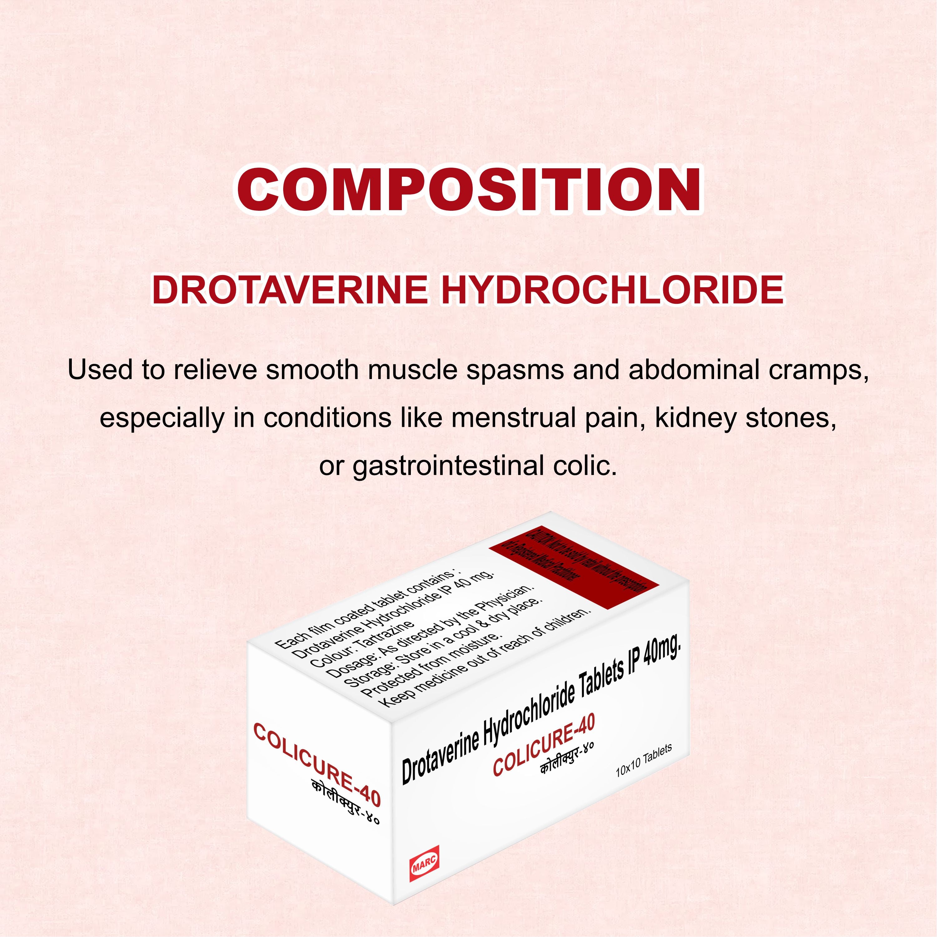 Colicure 40 Tablets – Fast-Acting Relief from Abdominal Pain, Cramps & Spasms