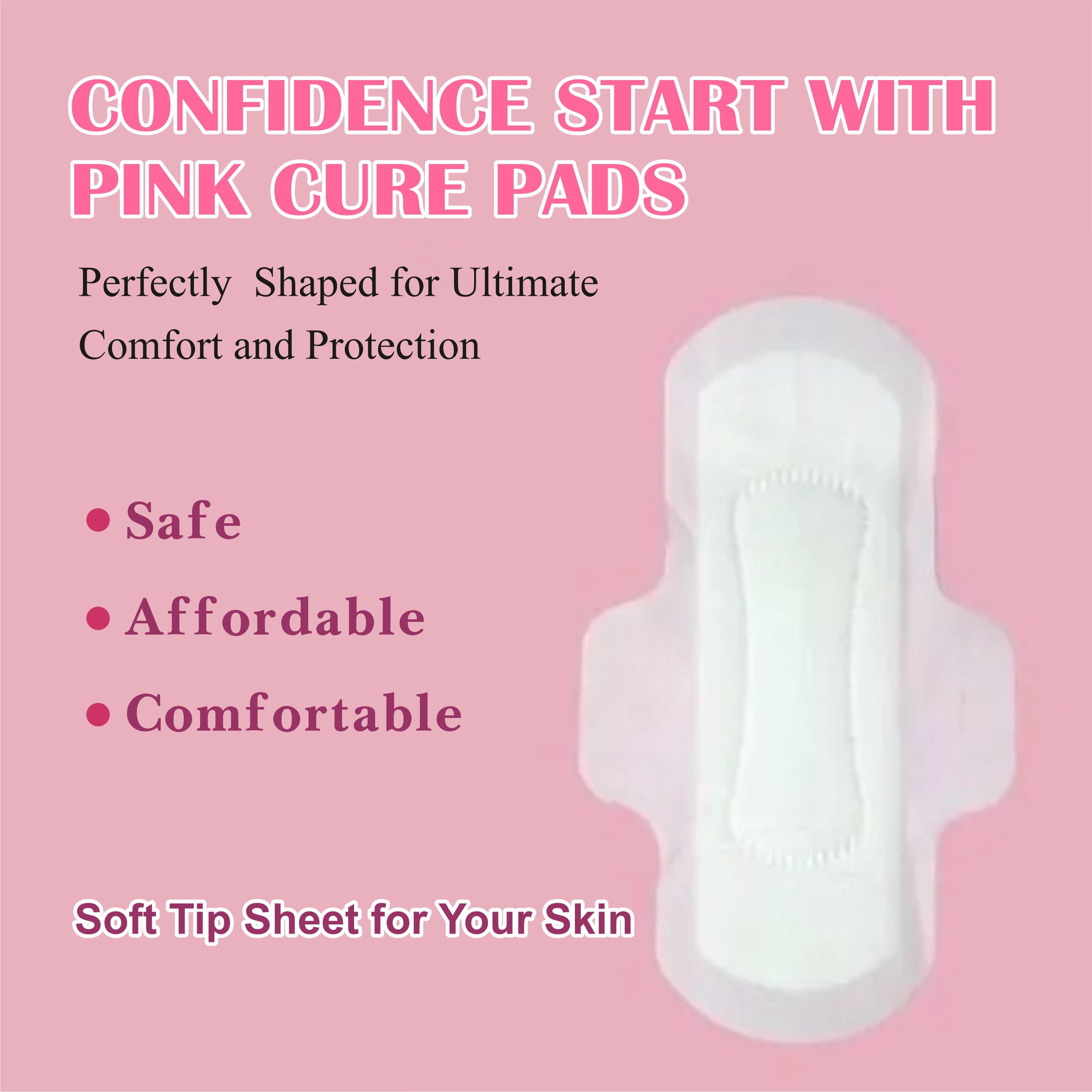 Pink Cure Sanitary Pads 280mm – Extra Length Pads for Heavy Flow & Overnight Protection