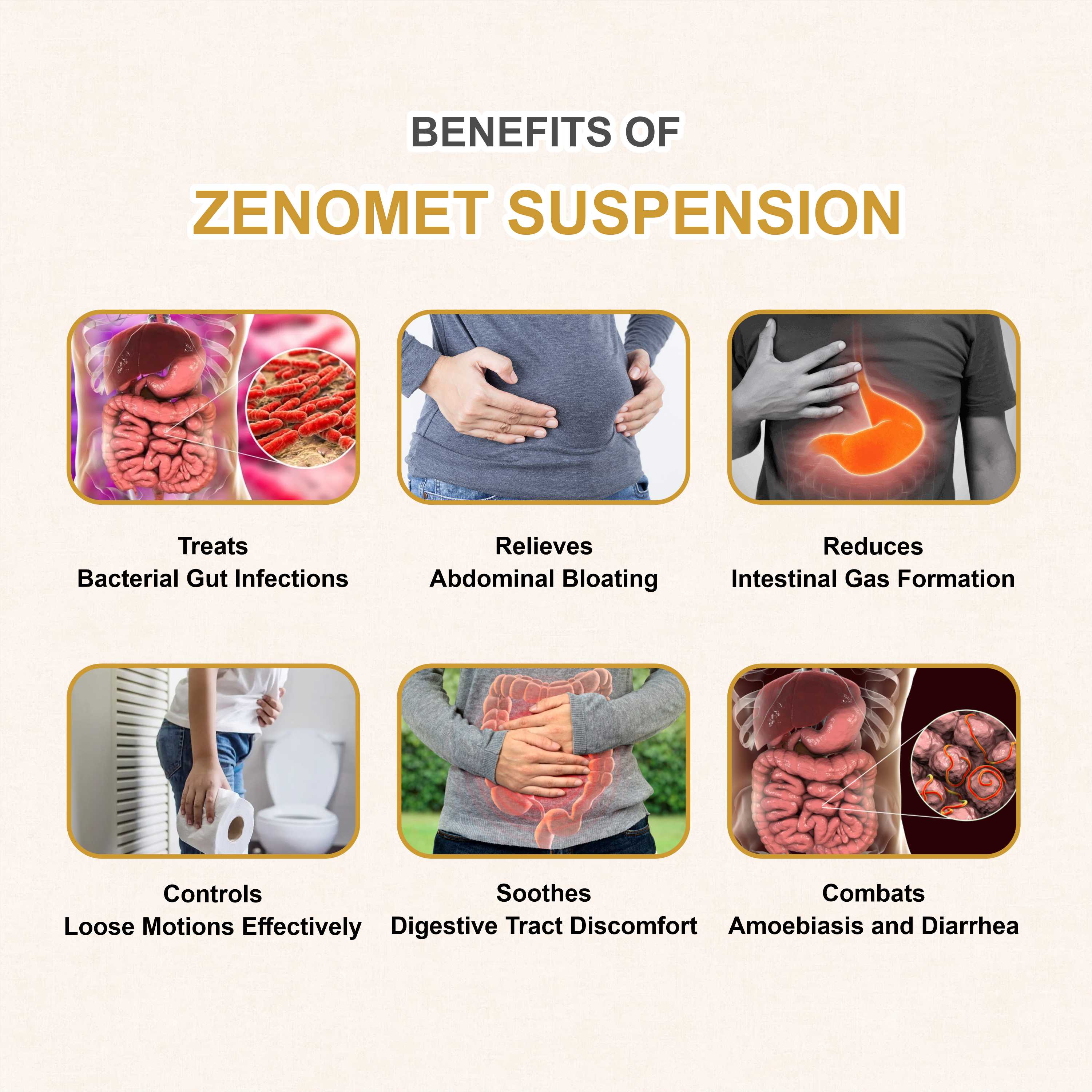 Zenomet Suspension 30 ml – Comprehensive Relief from Diarrhea, Gas & Infections