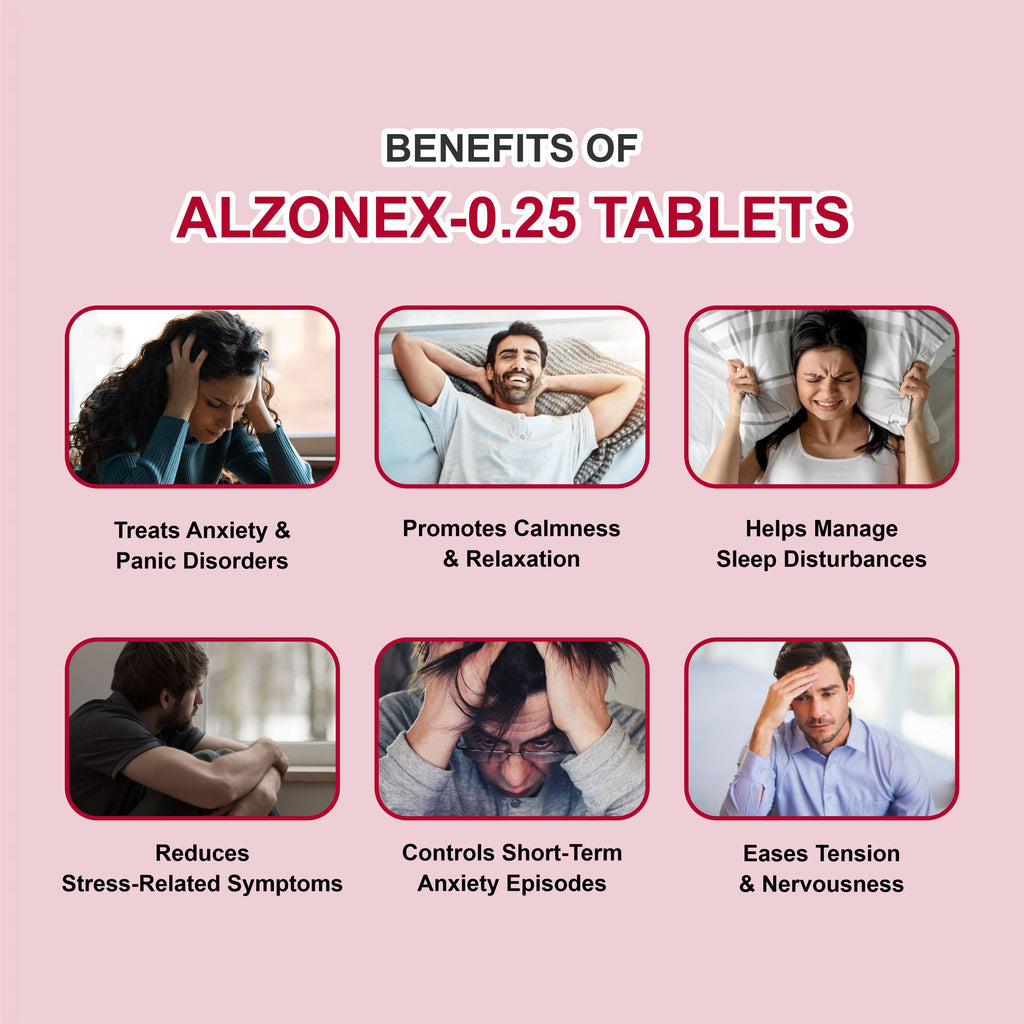 Alzonex 0.25mg Alprazolam Tablet – Mild Anxiety & Stress Relief