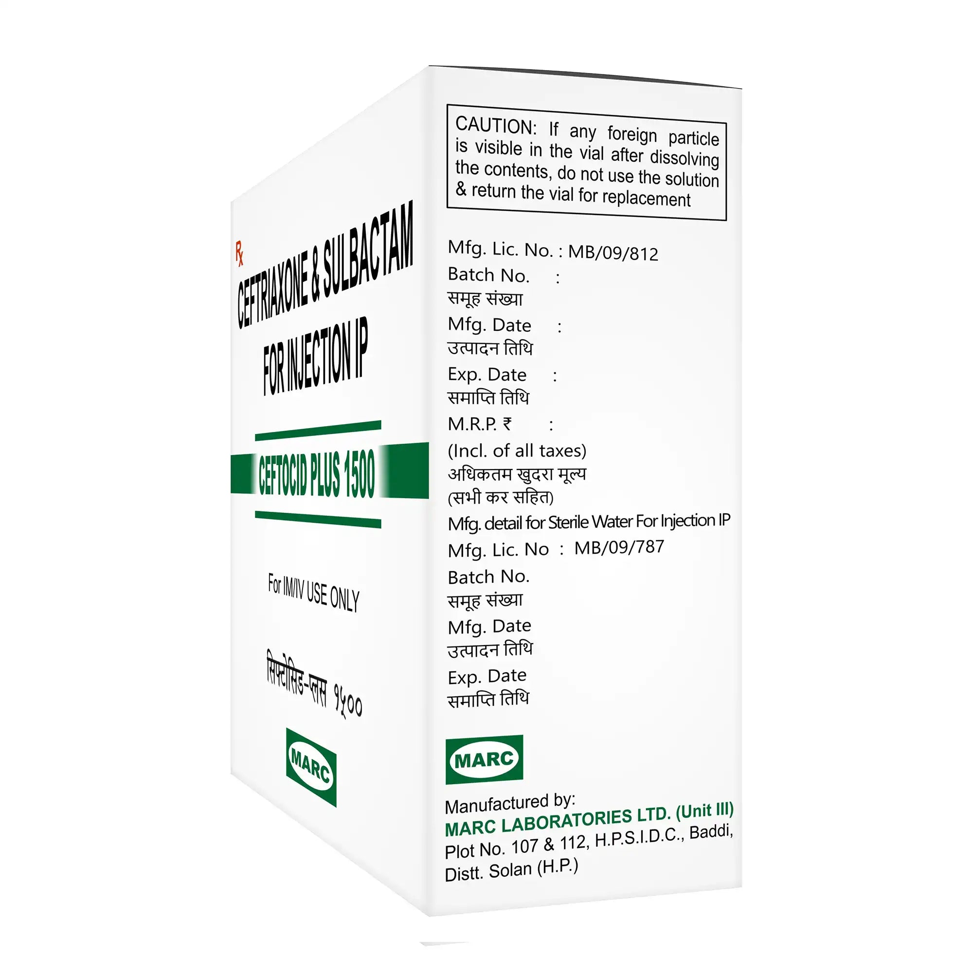 Ceftocid Plus 1500 Ceftriaxone & Sulbactam Injection – Broad-Spectrum Hospital Antibiotic