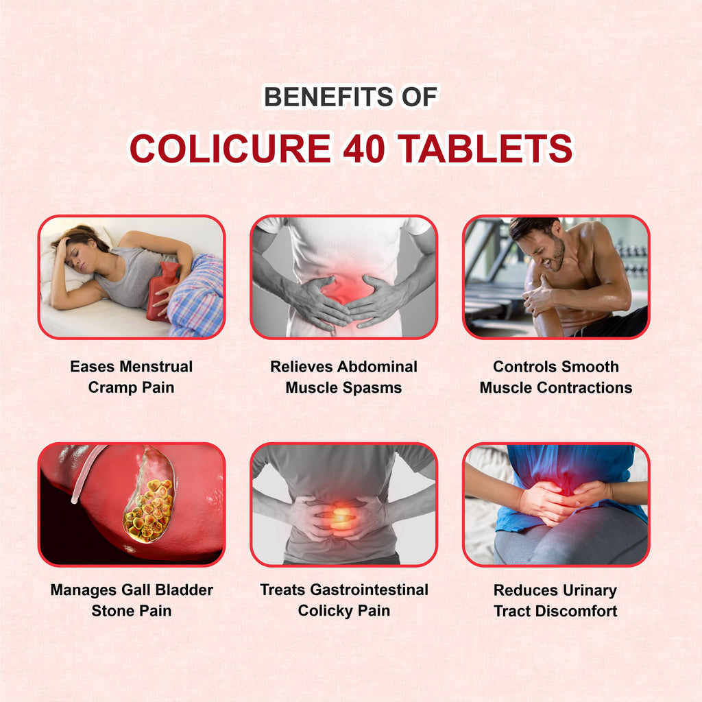 Colicure 40 Tablets – Fast-Acting Relief from Abdominal Pain, Cramps & Spasms