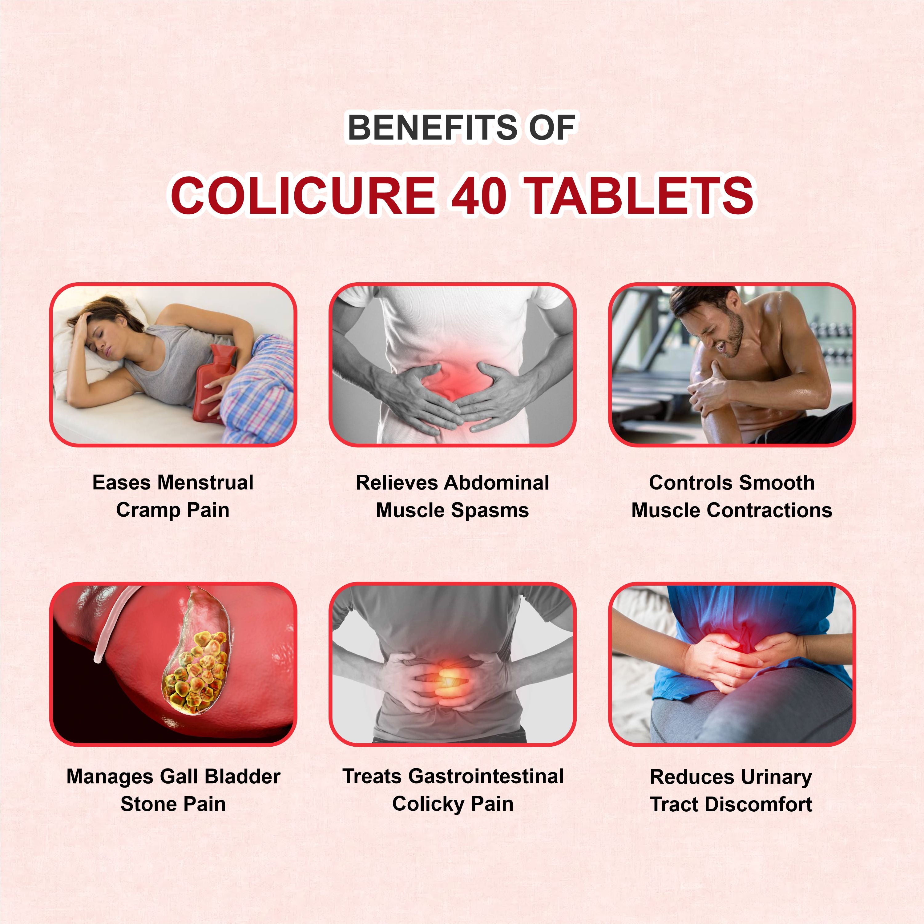 Colicure 40 Tablets – Fast-Acting Relief from Abdominal Pain, Cramps & Spasms