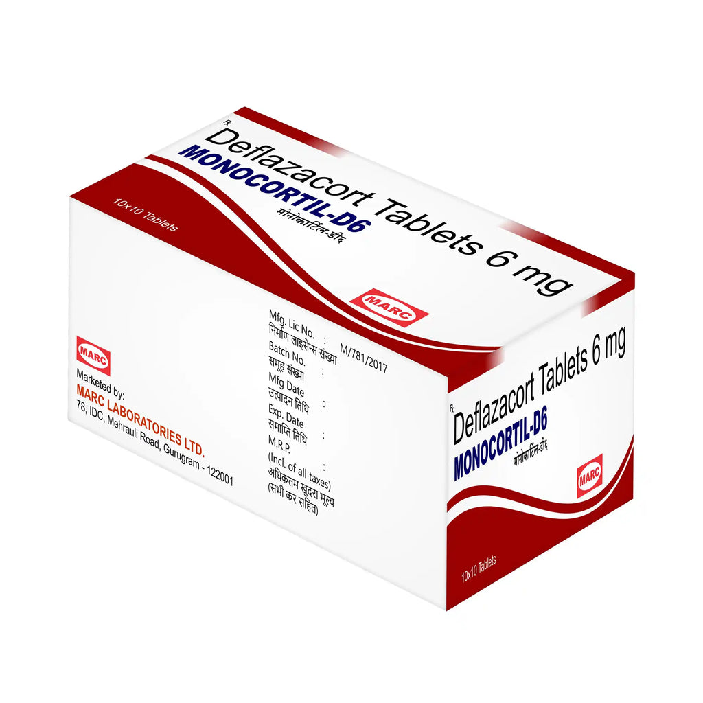 Monocortil D6 Deflazacort 6mg Tablet – Inflammation, Allergy & Autoimmune Support