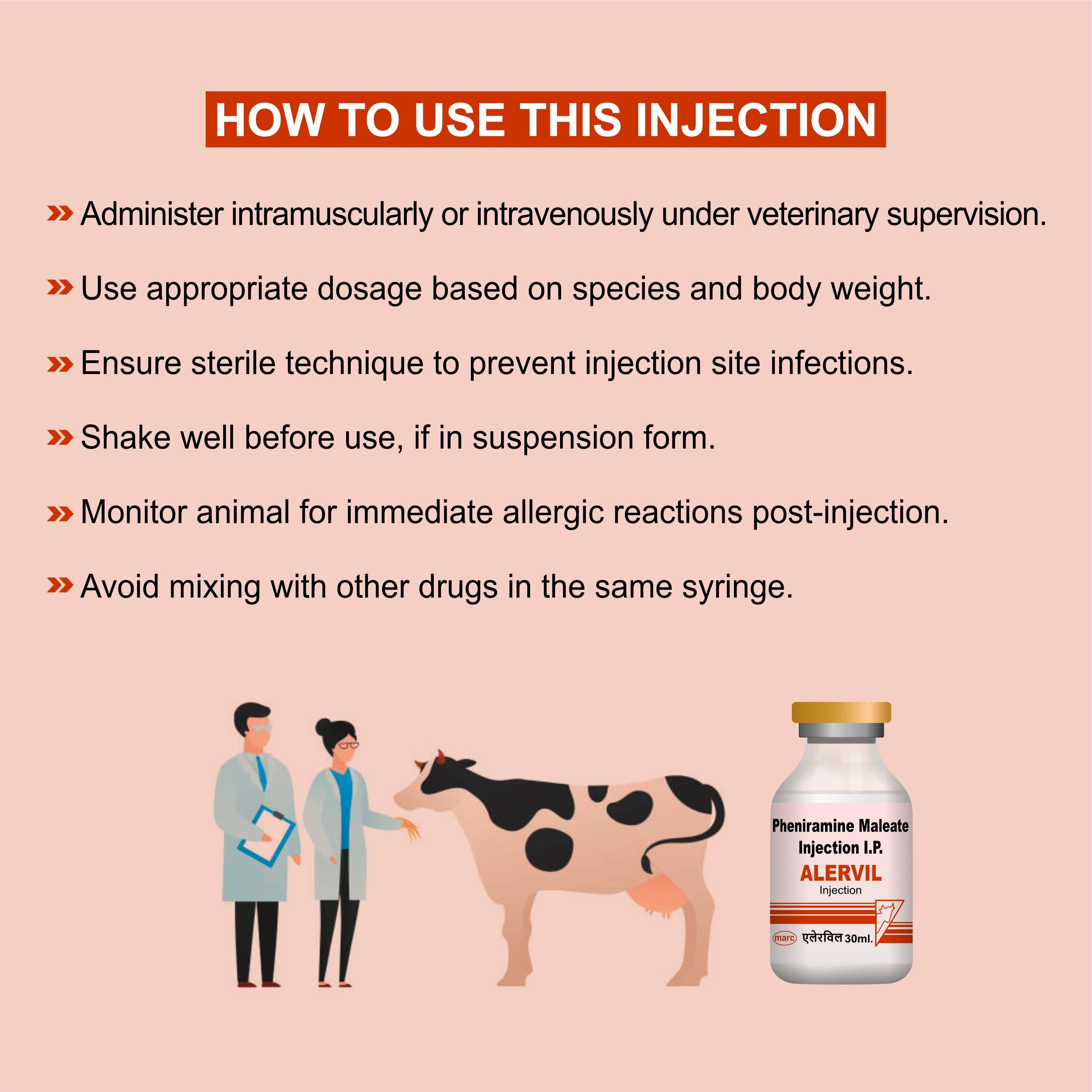 Marc Alervil Injection 30ml (64Unit) – Fast-Acting Veterinary Antiallergic & Antihistamine Solution for Livestock & Pets