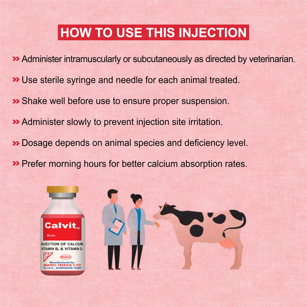 Marc Calvit 12 Injection 30ml – Calcium, Vitamin D3 & B12 Support for Livestock Health (Pack of 3)