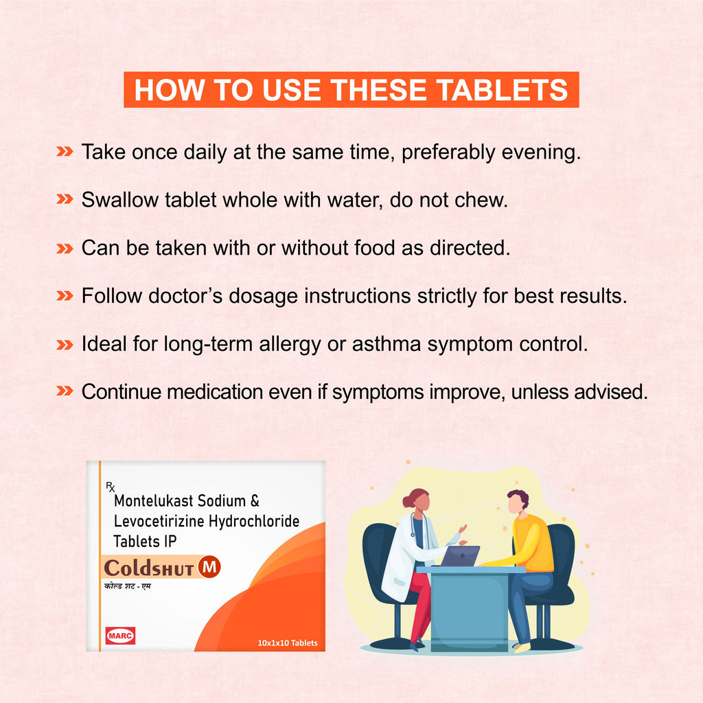 Marc ColdShut M Tablets – Dual-Action Allergy & Asthma Relief with Montelukast & Levocetirizine