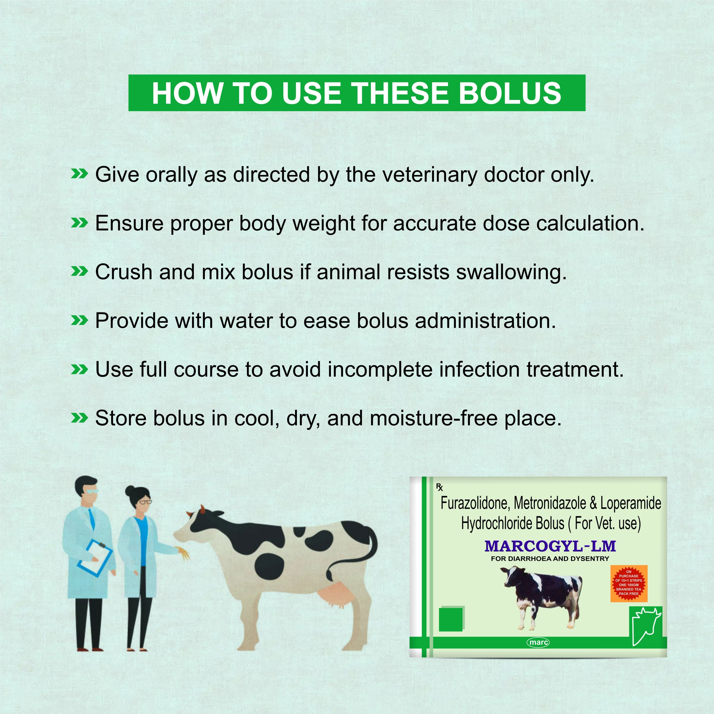 Marcogyl LM Bolus (5X4) – Powerful Veterinary Antidiarrheal & Antimicrobial Suspension