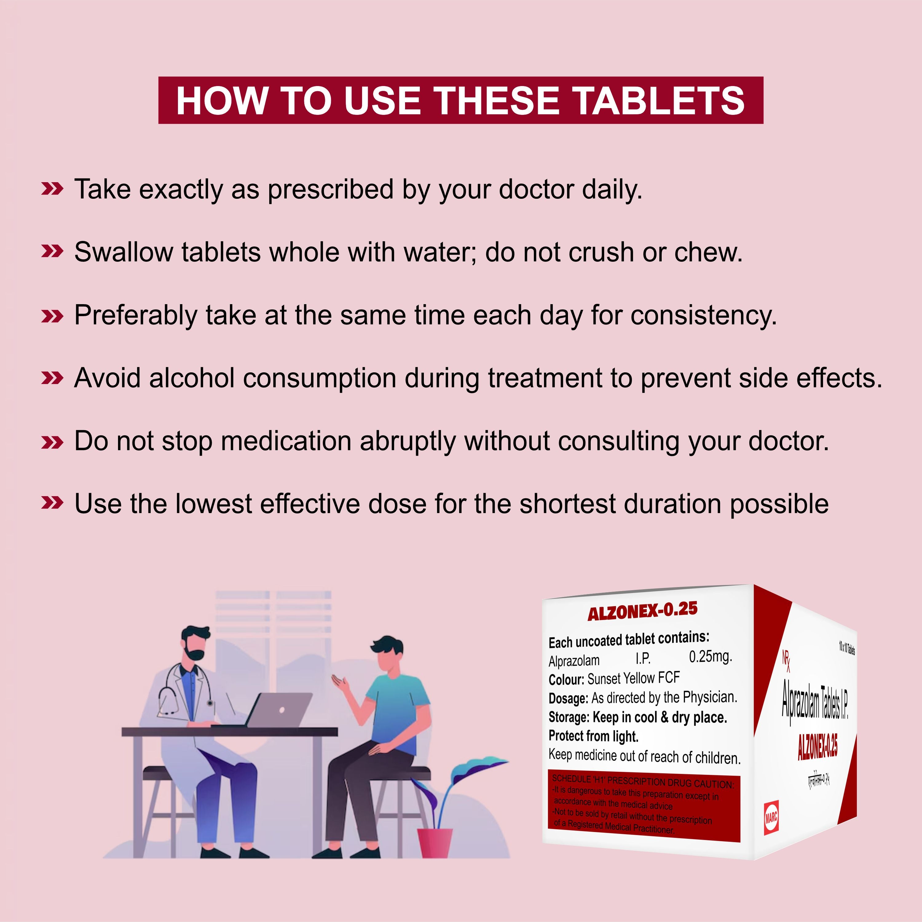 Alzonex 0.25mg Alprazolam Tablet – Mild Anxiety & Stress Relief