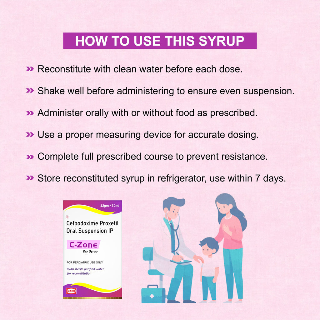 C Zone Dry Syrup – Gentle Pediatric Antibiotic for Kids’ Bacterial Infections (Pack of 6)