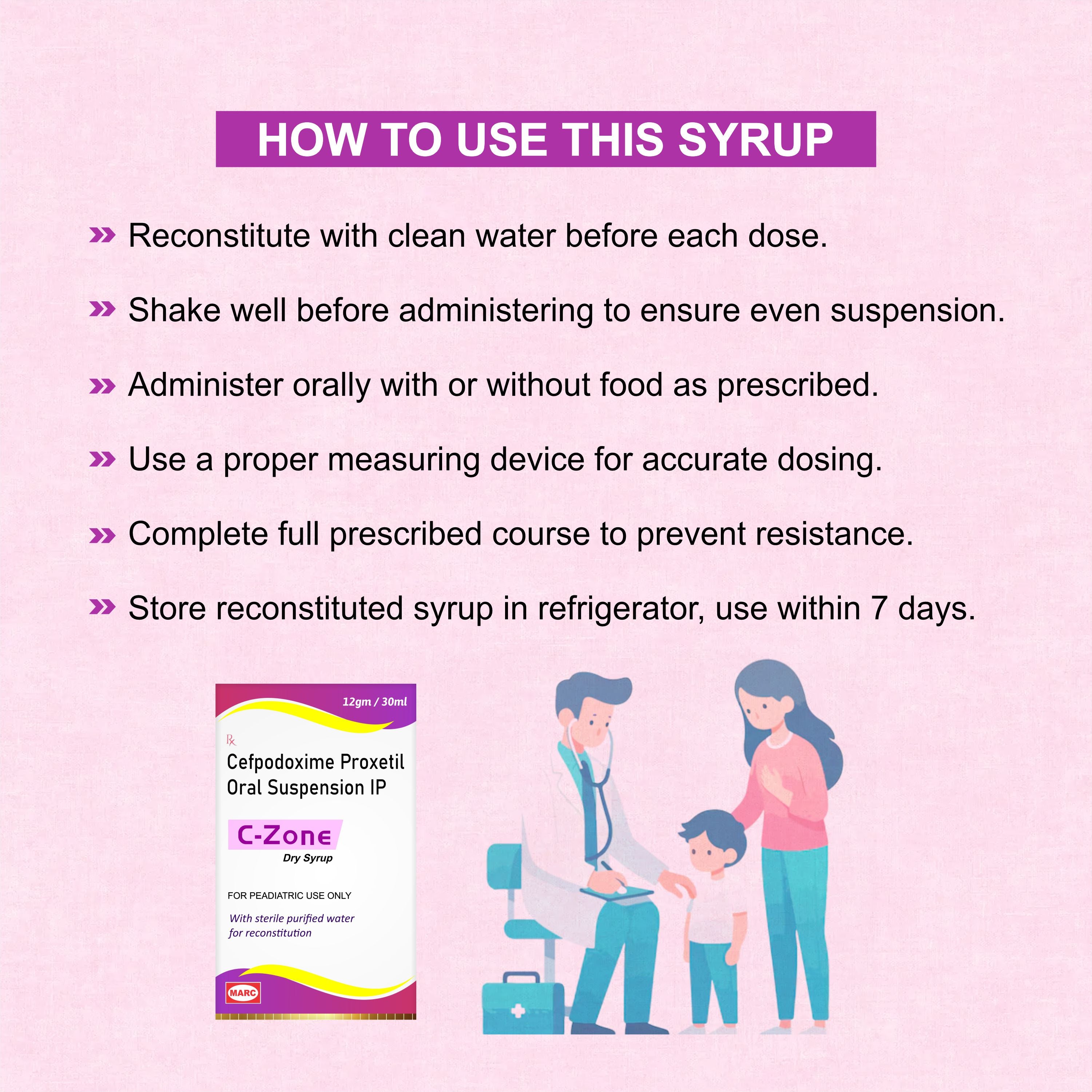C Zone Dry Syrup – Gentle Pediatric Antibiotic for Kids’ Bacterial Infections (Pack of 6)