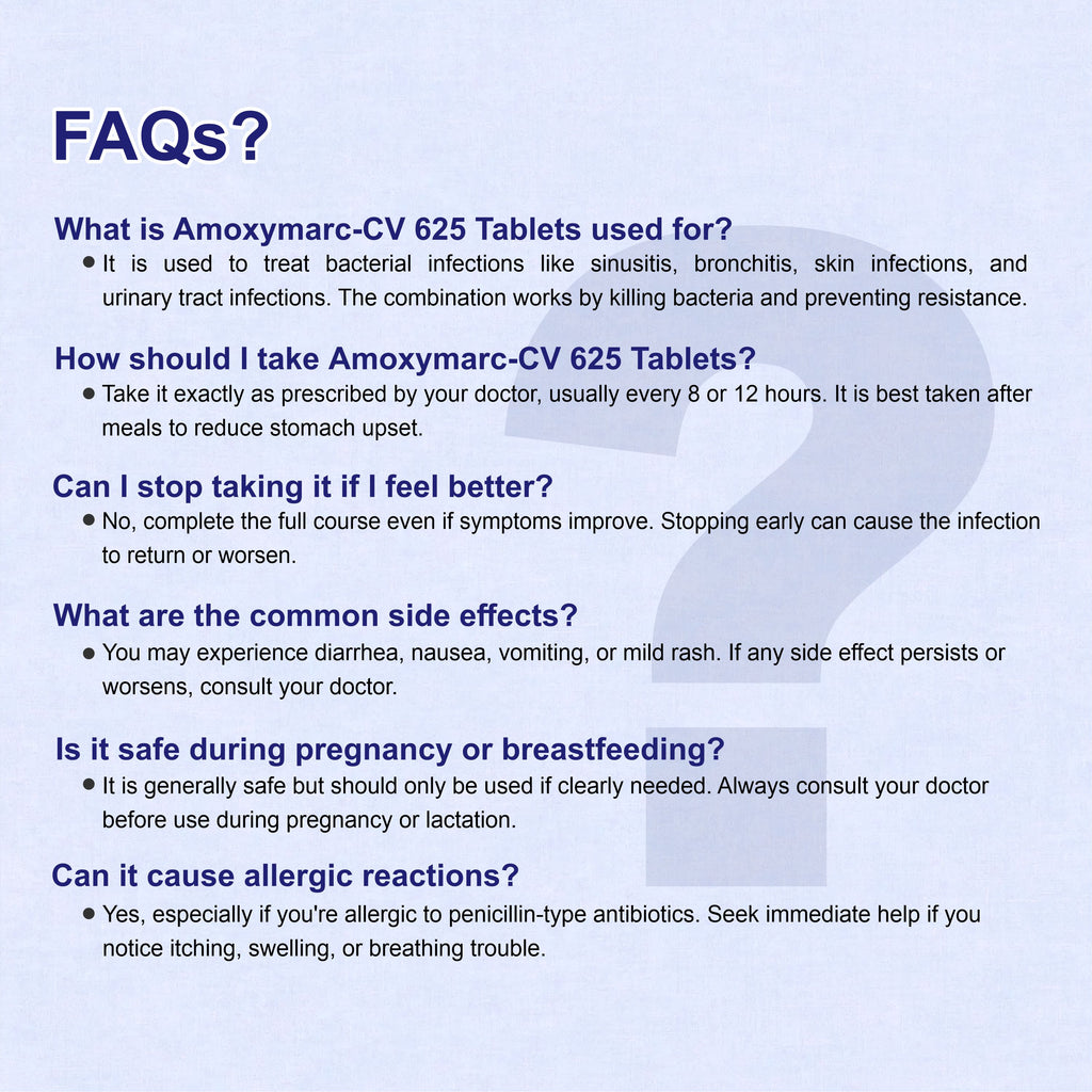 Amoxymarc CV Tablet – Powerful Antibiotic Combination for Faster Infection Relief(1Box)