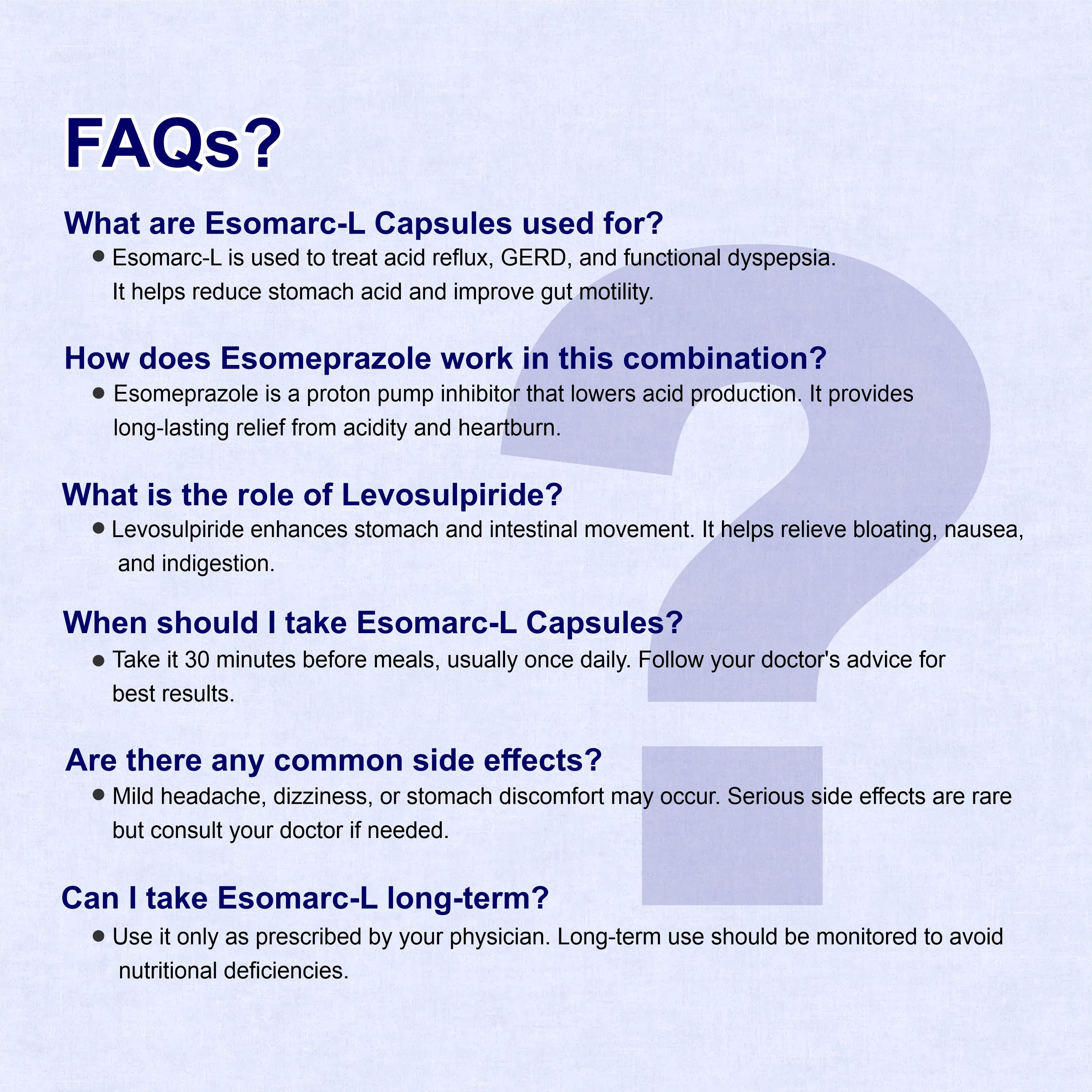 Esomarc-L Esomeprazole & Levosulpiride Capsule – Acidity, Nausea & Slow Digestion Relief