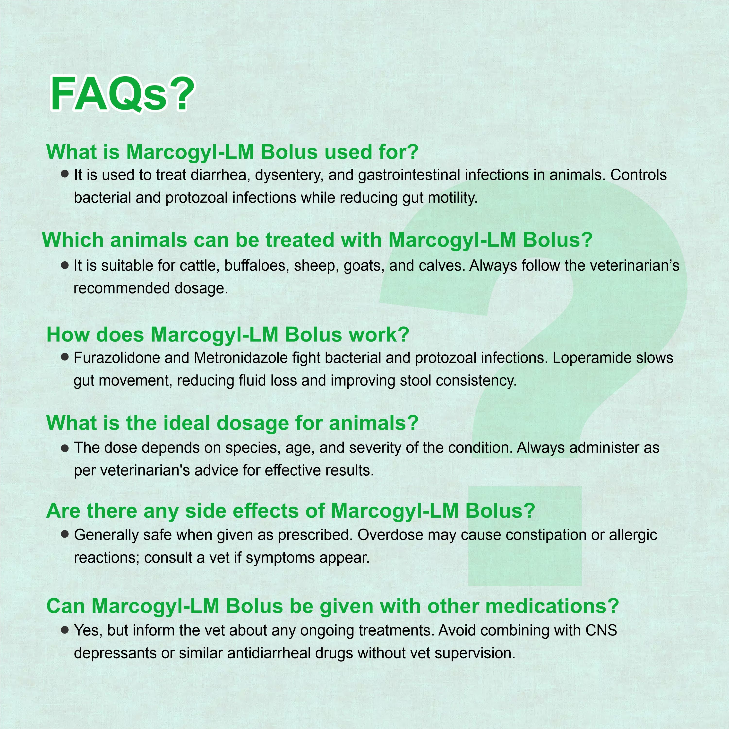 Marcogyl LM Bolus (5X4) – Powerful Veterinary Antidiarrheal & Antimicrobial Suspension
